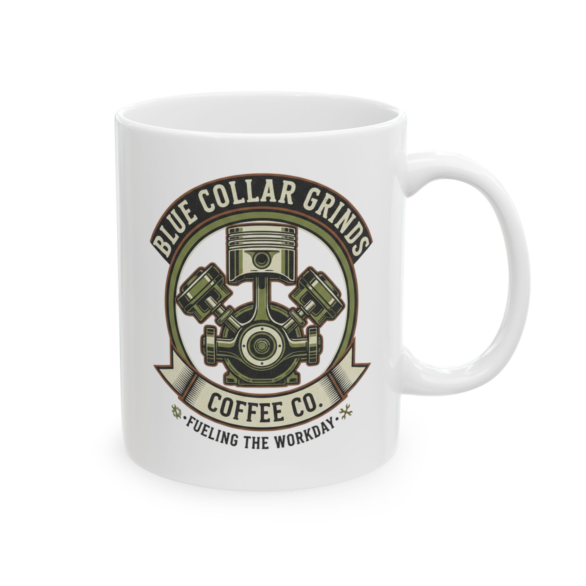 Blue Collar Grinds Coffee Co. Ceramic Mug - Engine (11oz, 15oz)