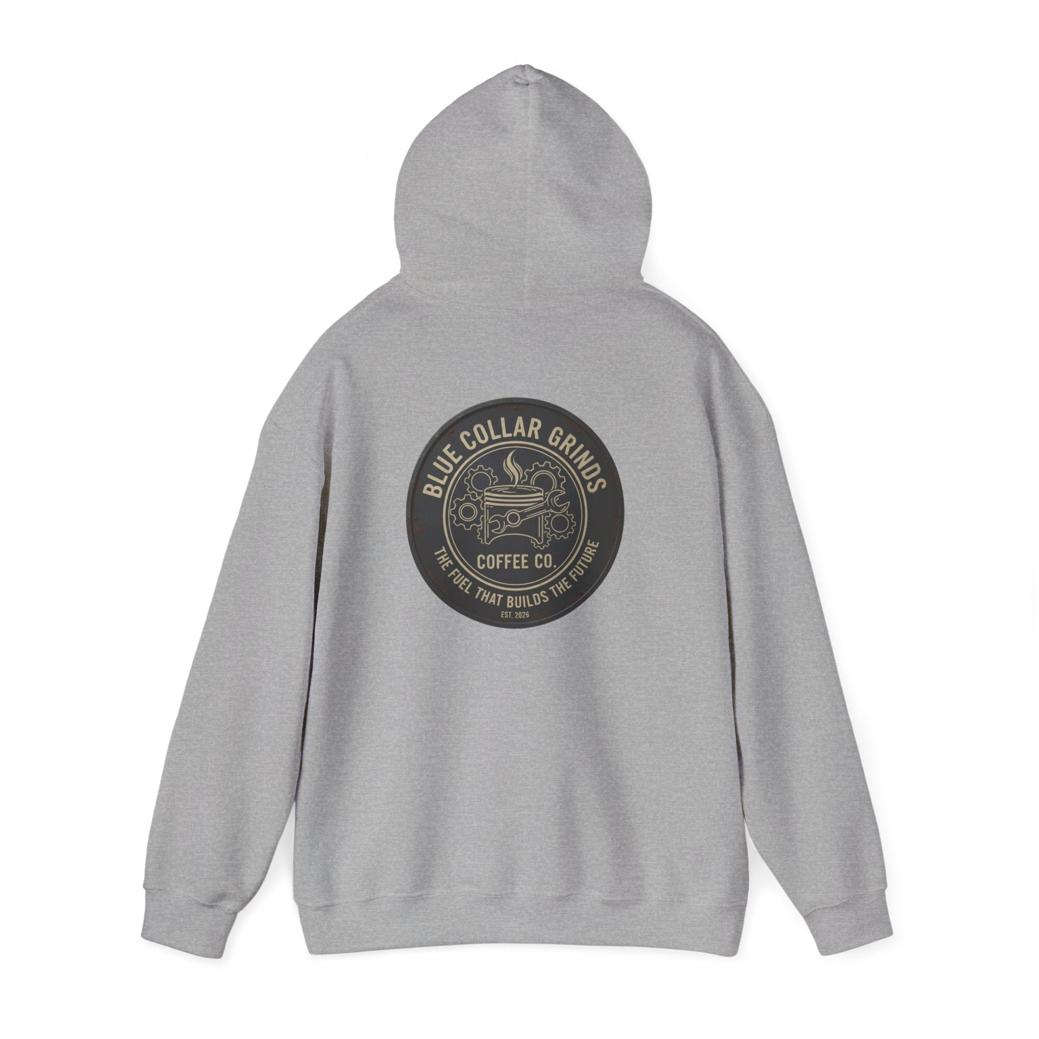 Blue Collar Grinds Coffee Co. Hoodie — Retro Logo Pullover
