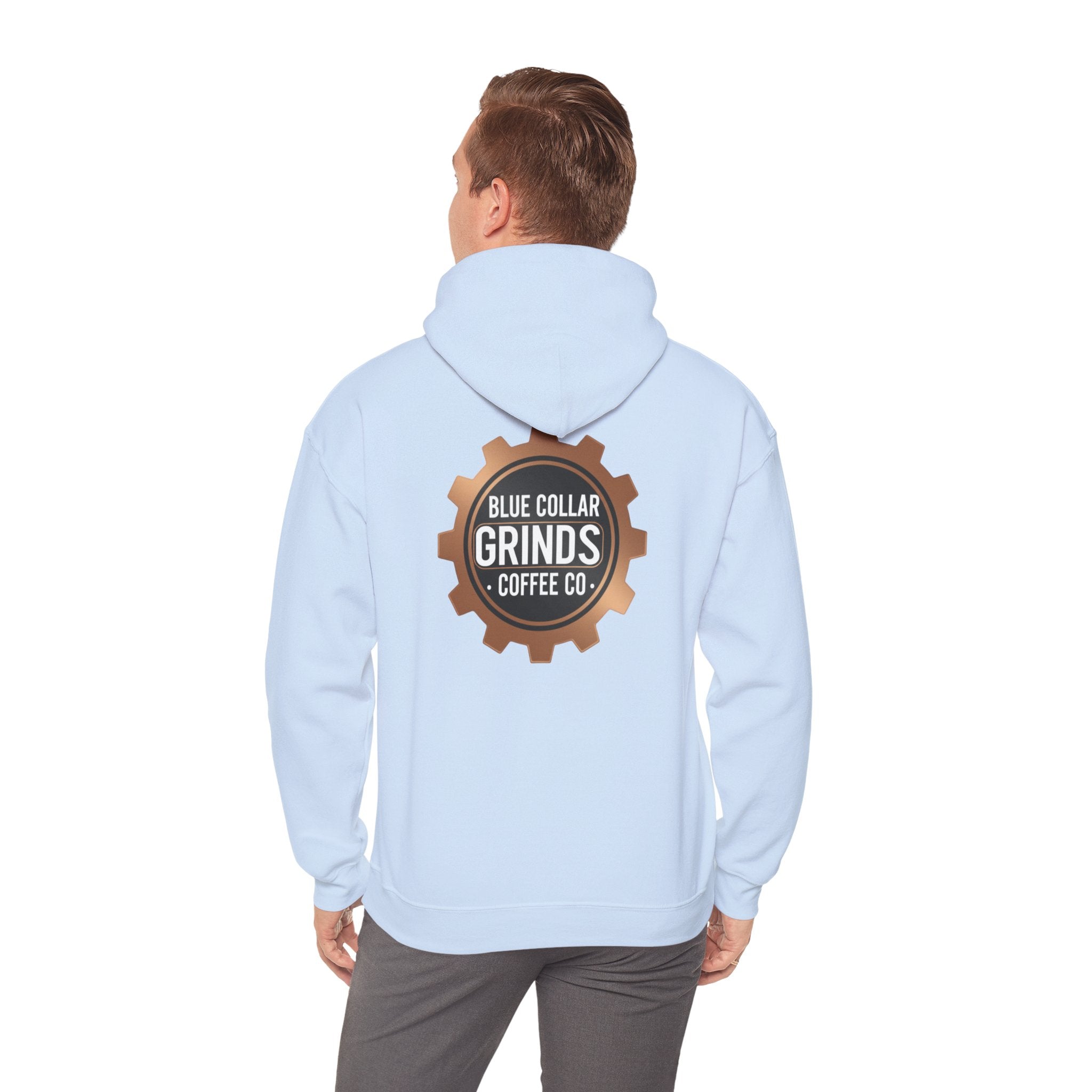 Blue Collar Grinds Coffee Co. Hoodie — Workwear Logo Pullover