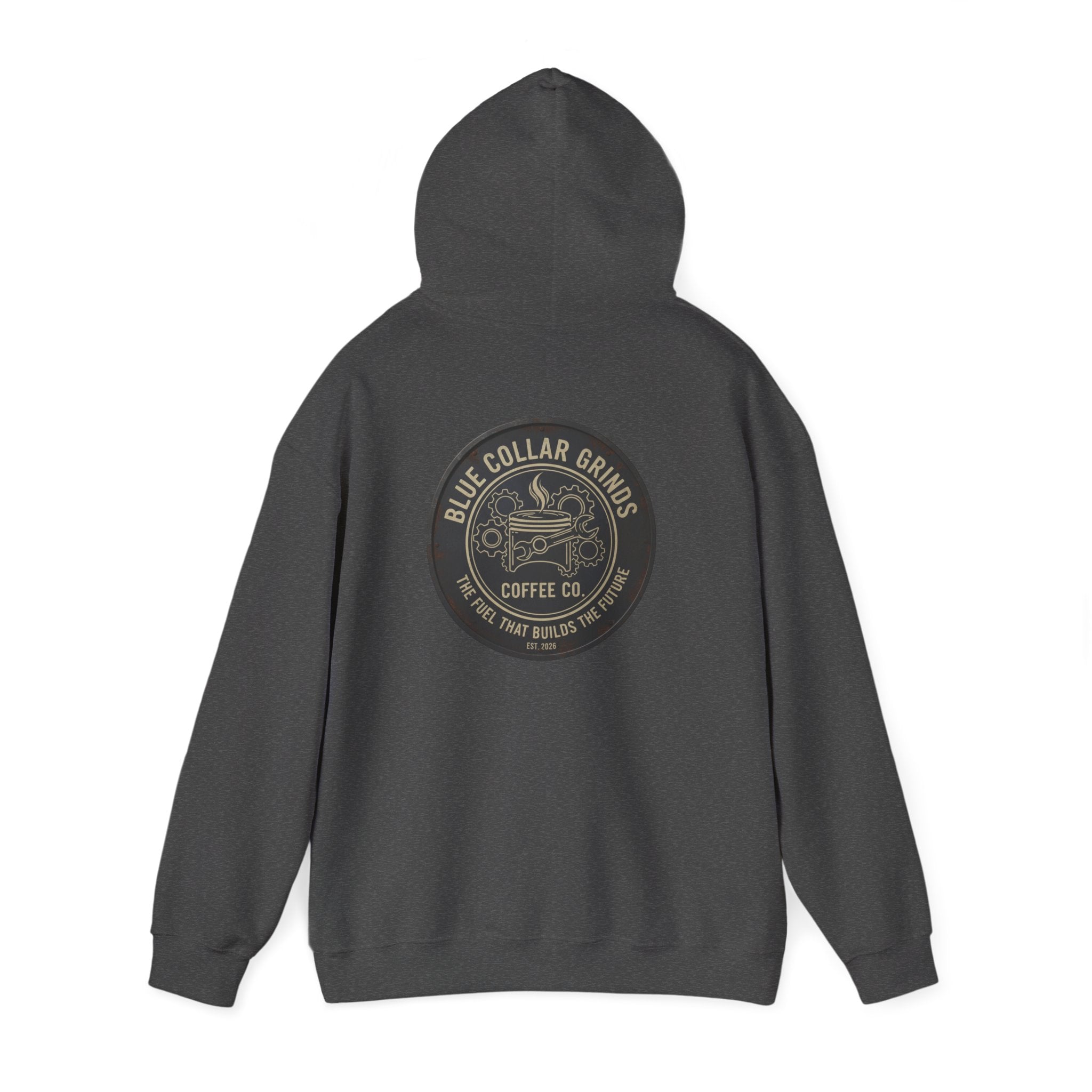 Blue Collar Grinds Coffee Co. Hoodie — Retro Logo Pullover