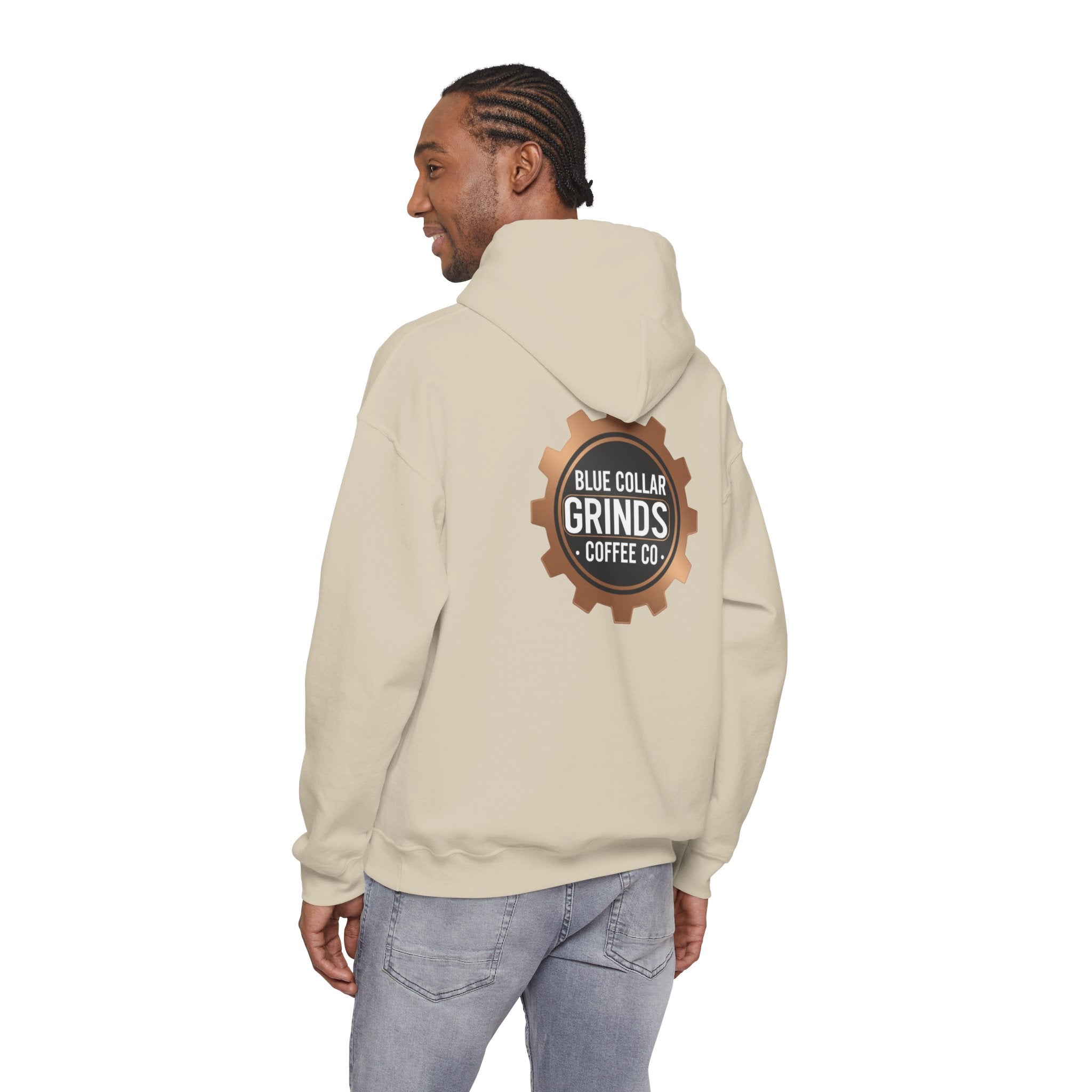 Blue Collar Grinds Coffee Co. Hoodie — Workwear Logo Pullover