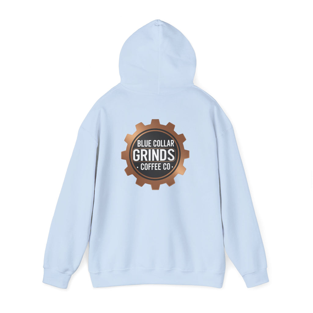 Blue Collar Grinds Coffee Co. Hoodie — Workwear Logo Pullover