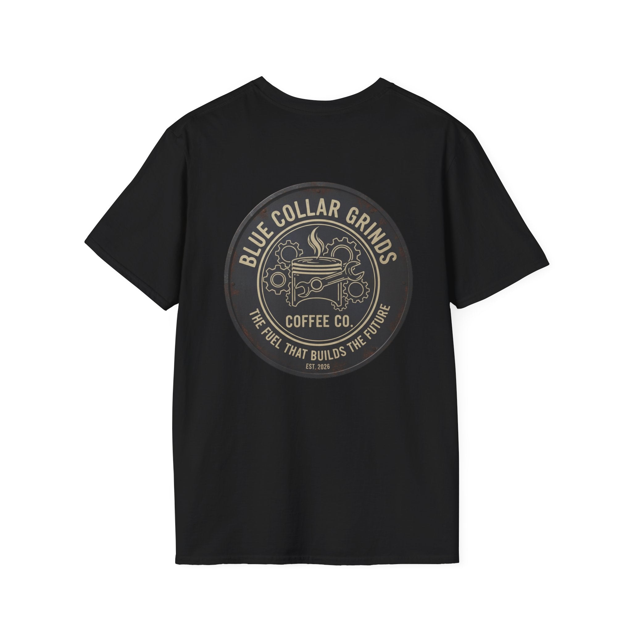 Blue Collar Grinds Coffee Co. T-Shirt — Vintage Workwear Coffee Logo Tee