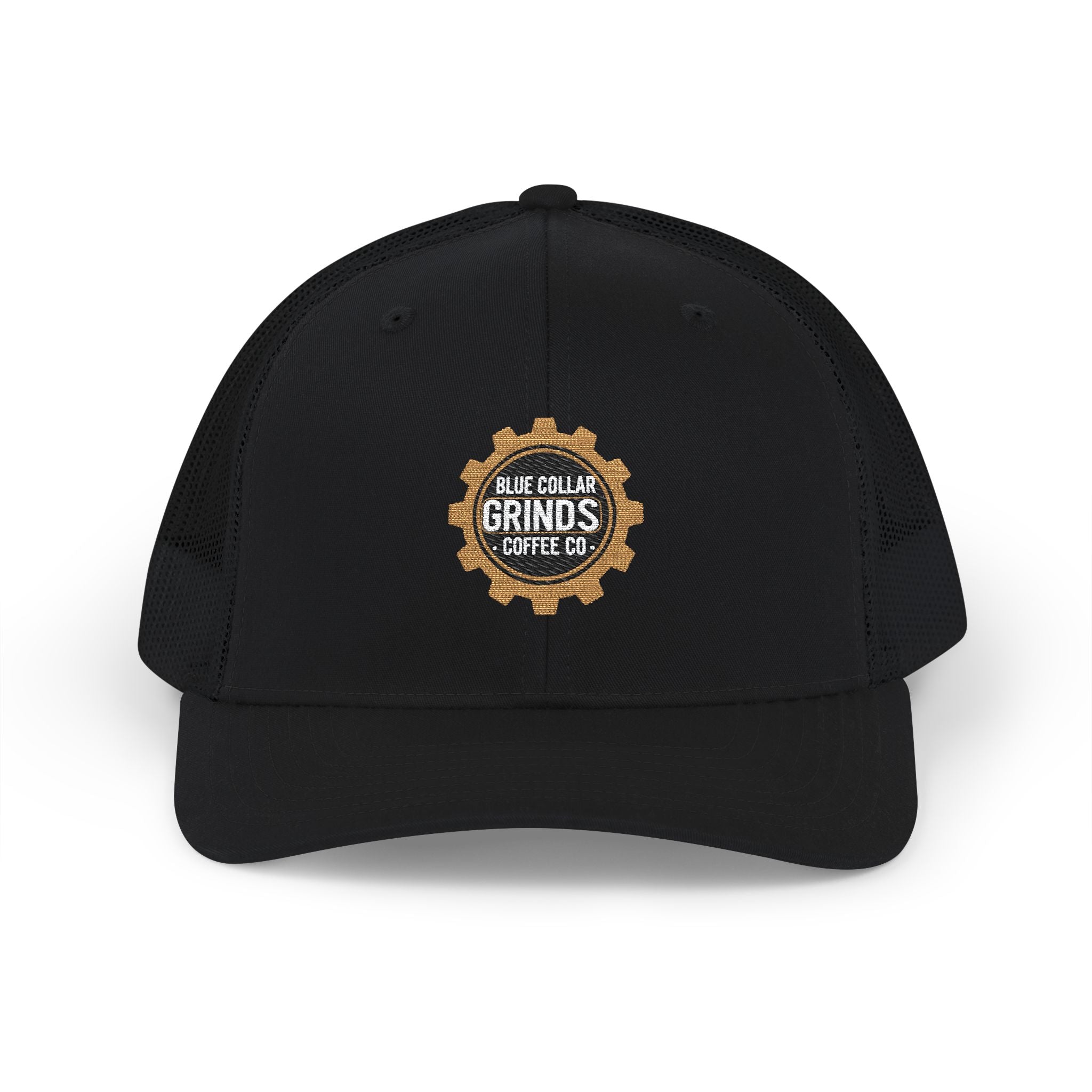 Blue Collar Grinds Coffee Co. Embroidered Trucker Cap — Gear Patch