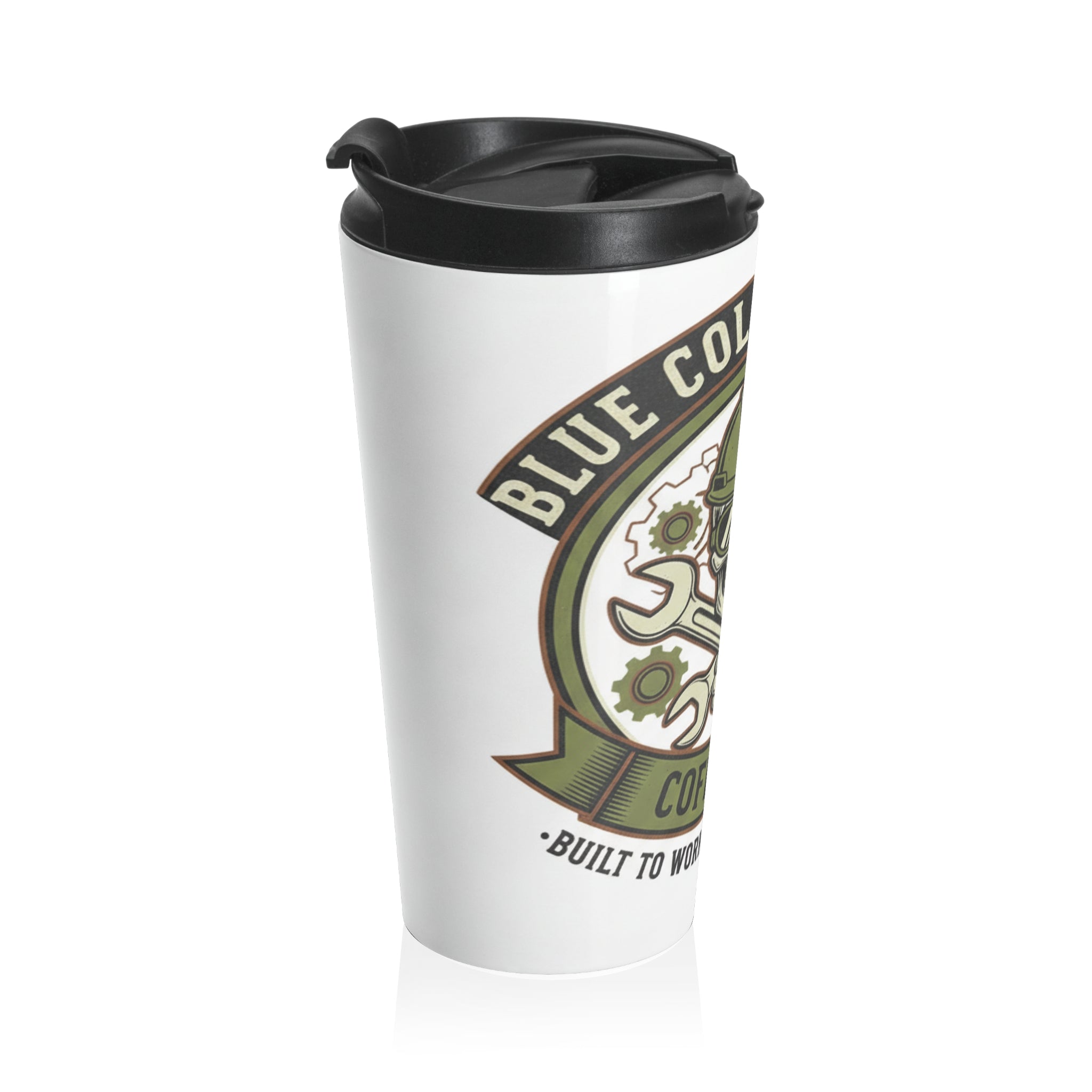 Blue Collar Grinds Coffee Co. Stainless Steel Travel Mug - Skull & Tools