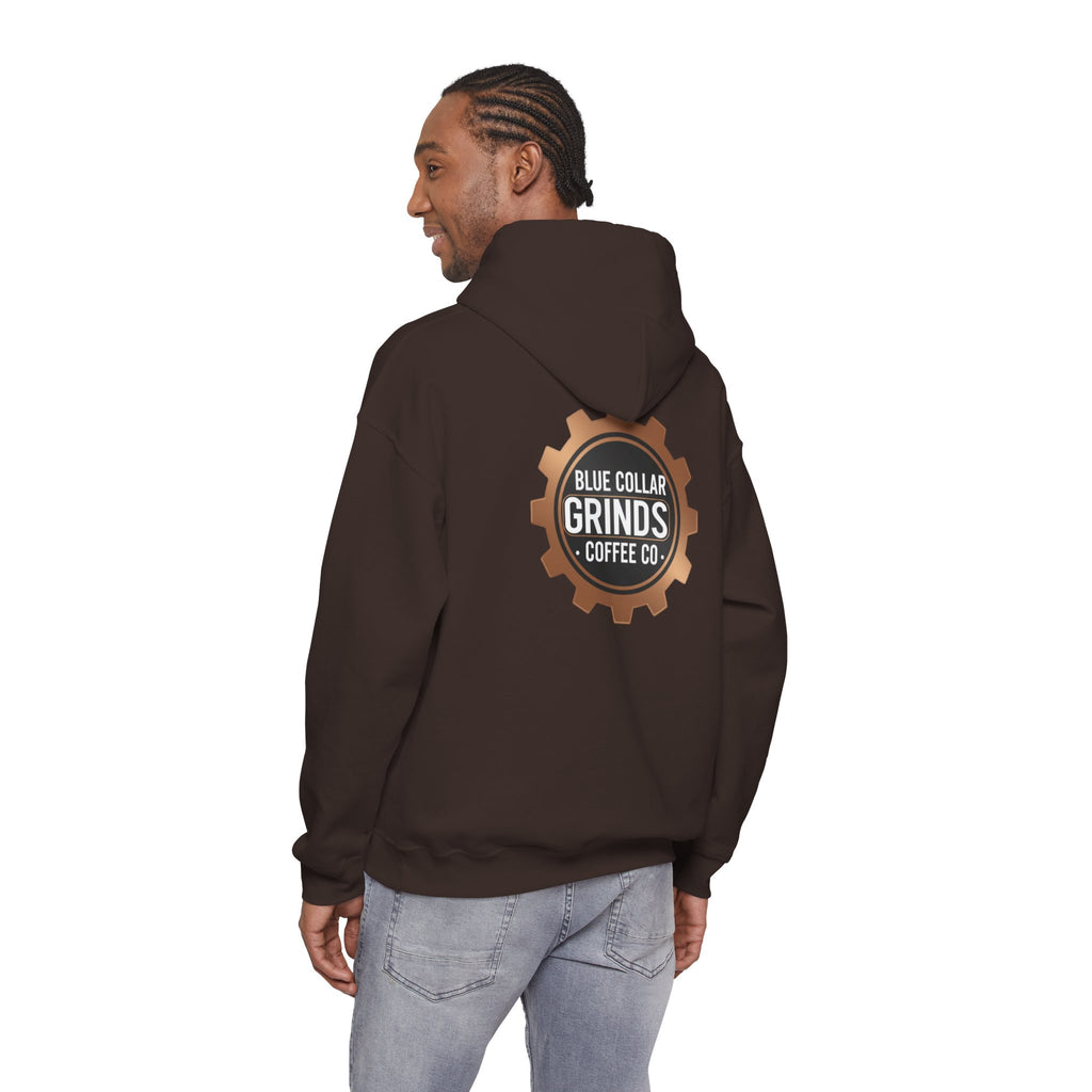 Blue Collar Grinds Coffee Co. Hoodie — Workwear Logo Pullover