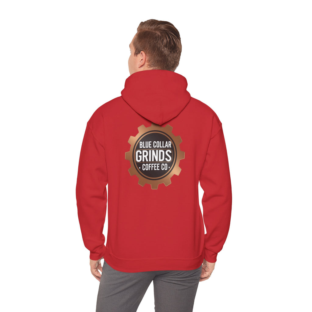 Blue Collar Grinds Coffee Co. Hoodie — Workwear Logo Pullover