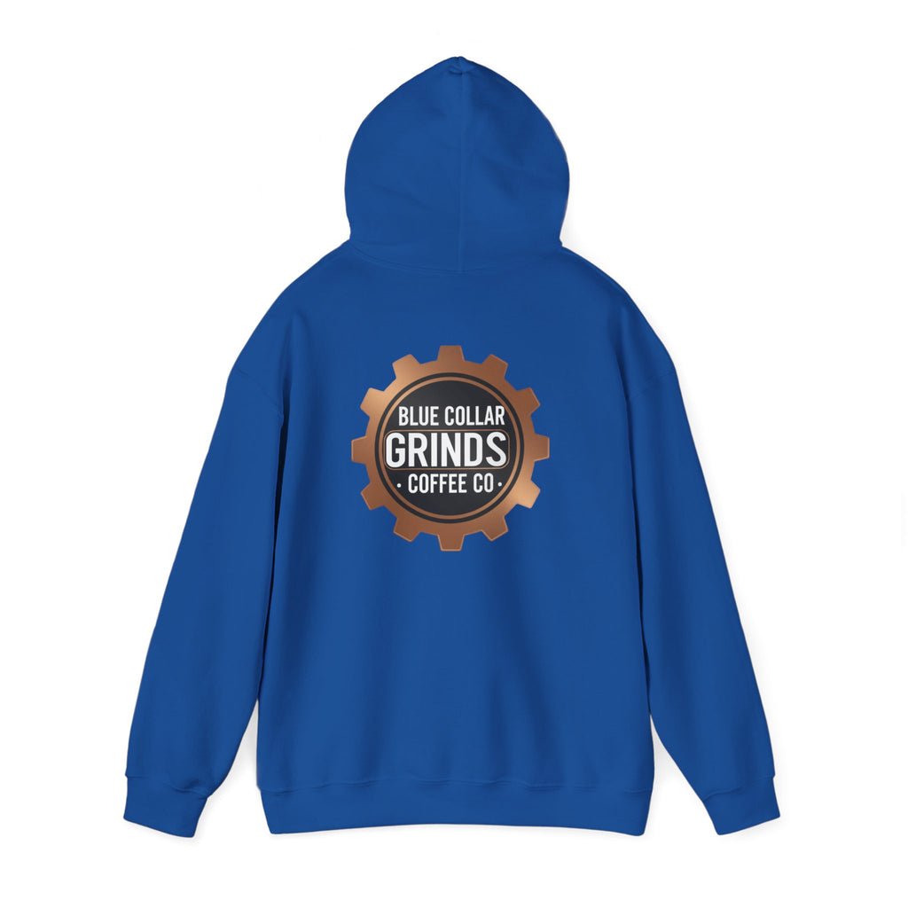 Blue Collar Grinds Coffee Co. Hoodie — Workwear Logo Pullover