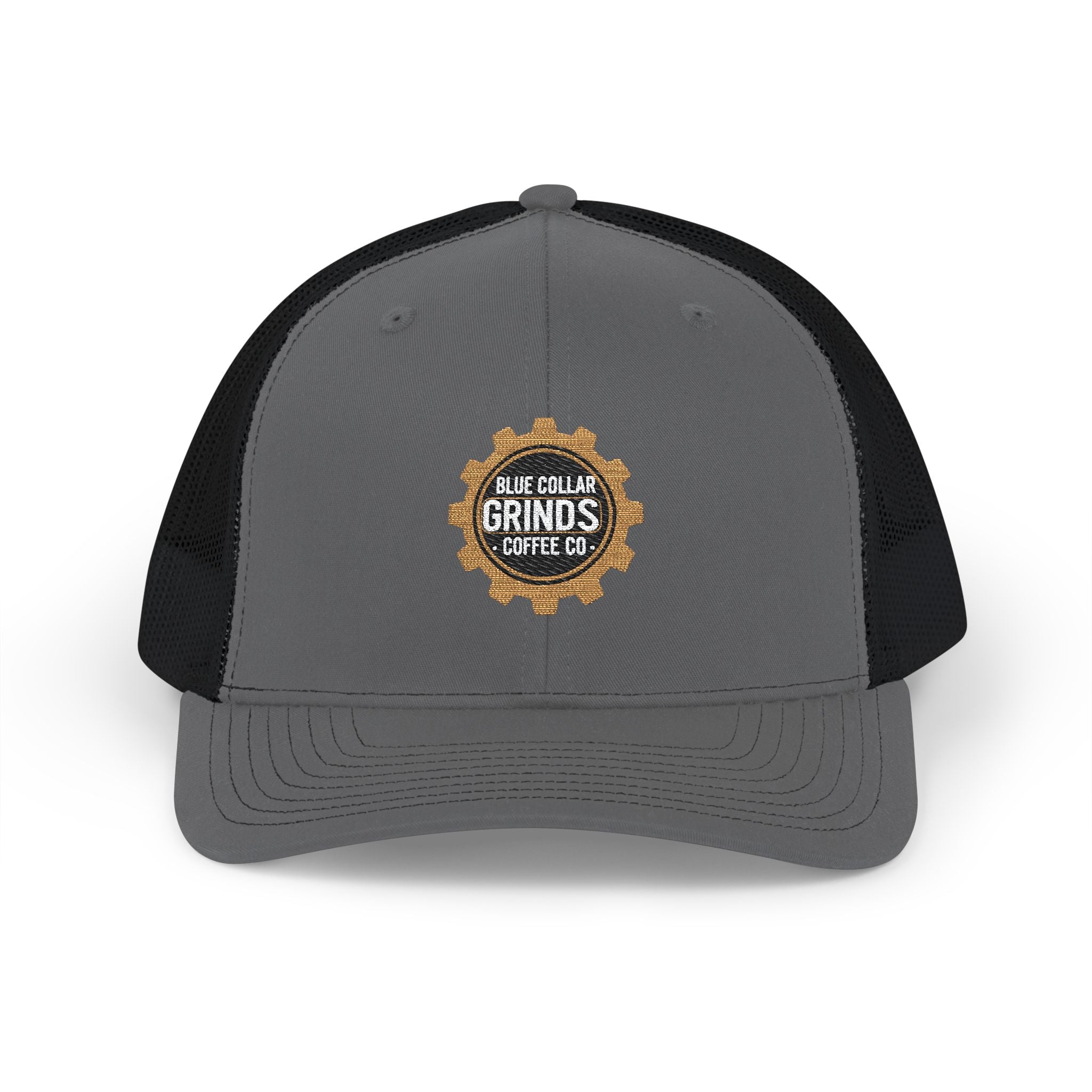 Blue Collar Grinds Coffee Co. Embroidered Trucker Cap — Gear Patch