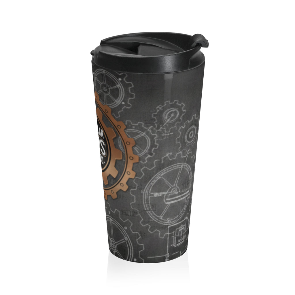 Blue Collar Grinds Coffee Co. Stainless Steel Travel Mug — Industrial Gear Design
