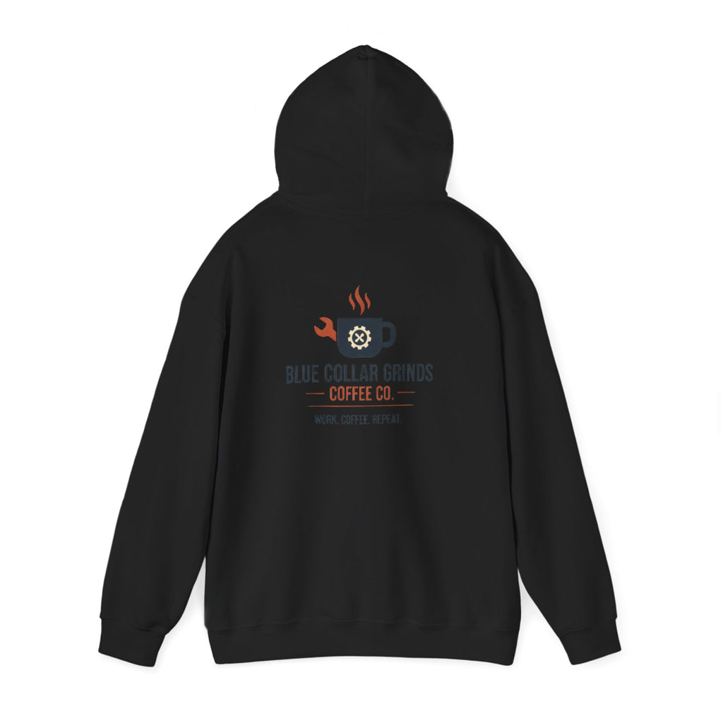 Blue Collar Grinds Coffee Co. Hoodie – Work. Coffee. Repeat. Graphic Pullover