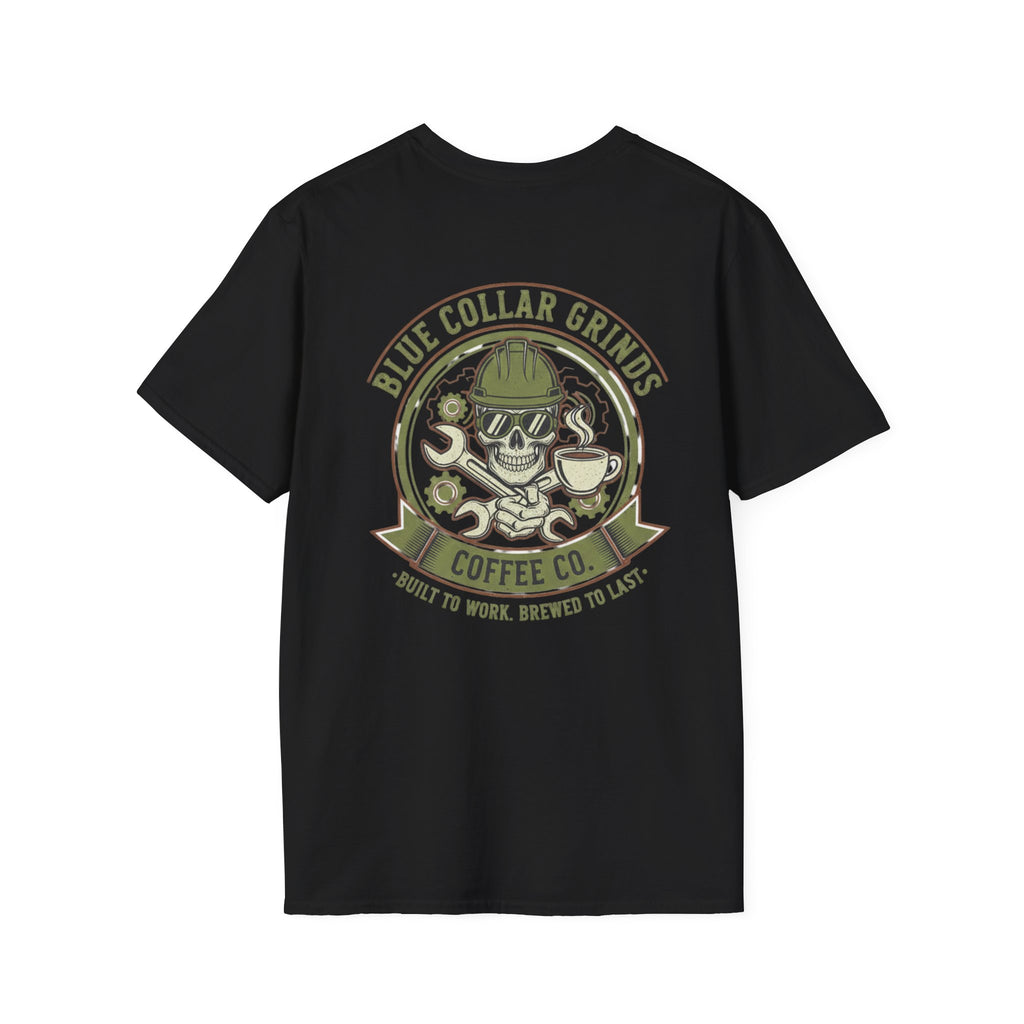 Blue Collar Grinds Coffee Co. - T-Shirt - Skull with Hard Hat & Coffee