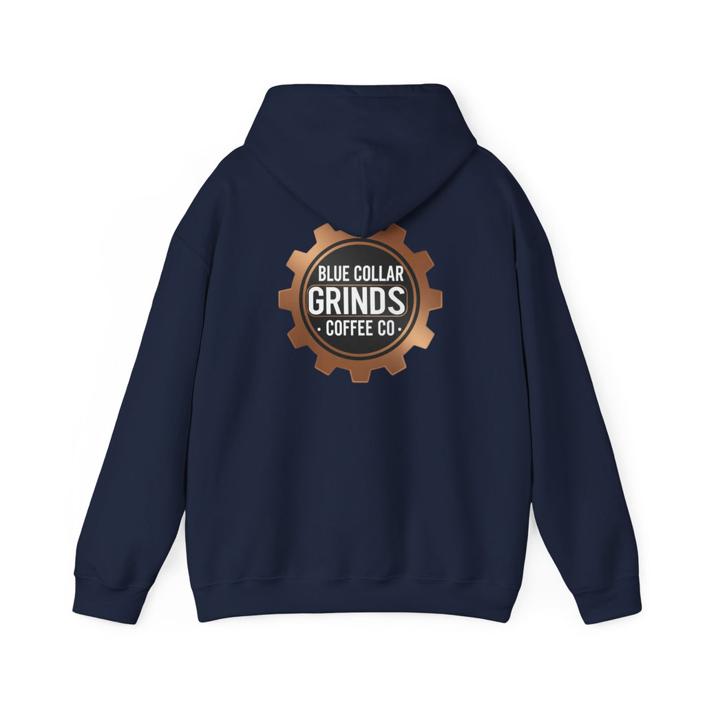 Blue Collar Grinds Coffee Co. Hoodie — Workwear Logo Pullover