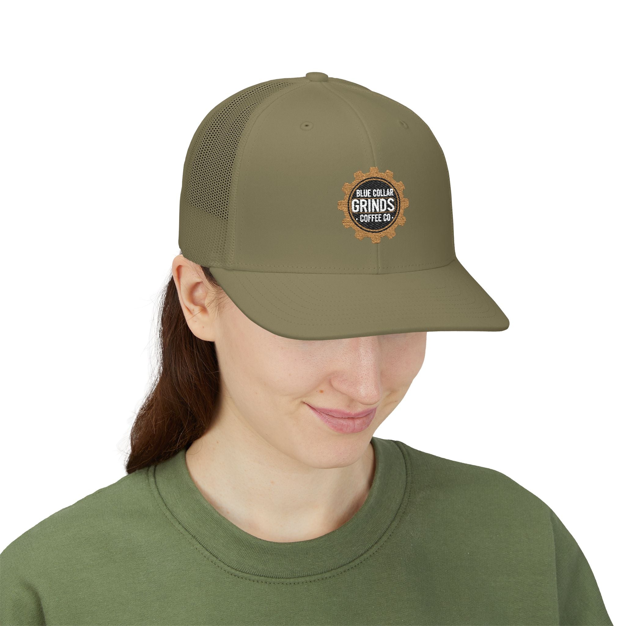 Blue Collar Grinds Coffee Co. Embroidered Trucker Cap — Gear Patch