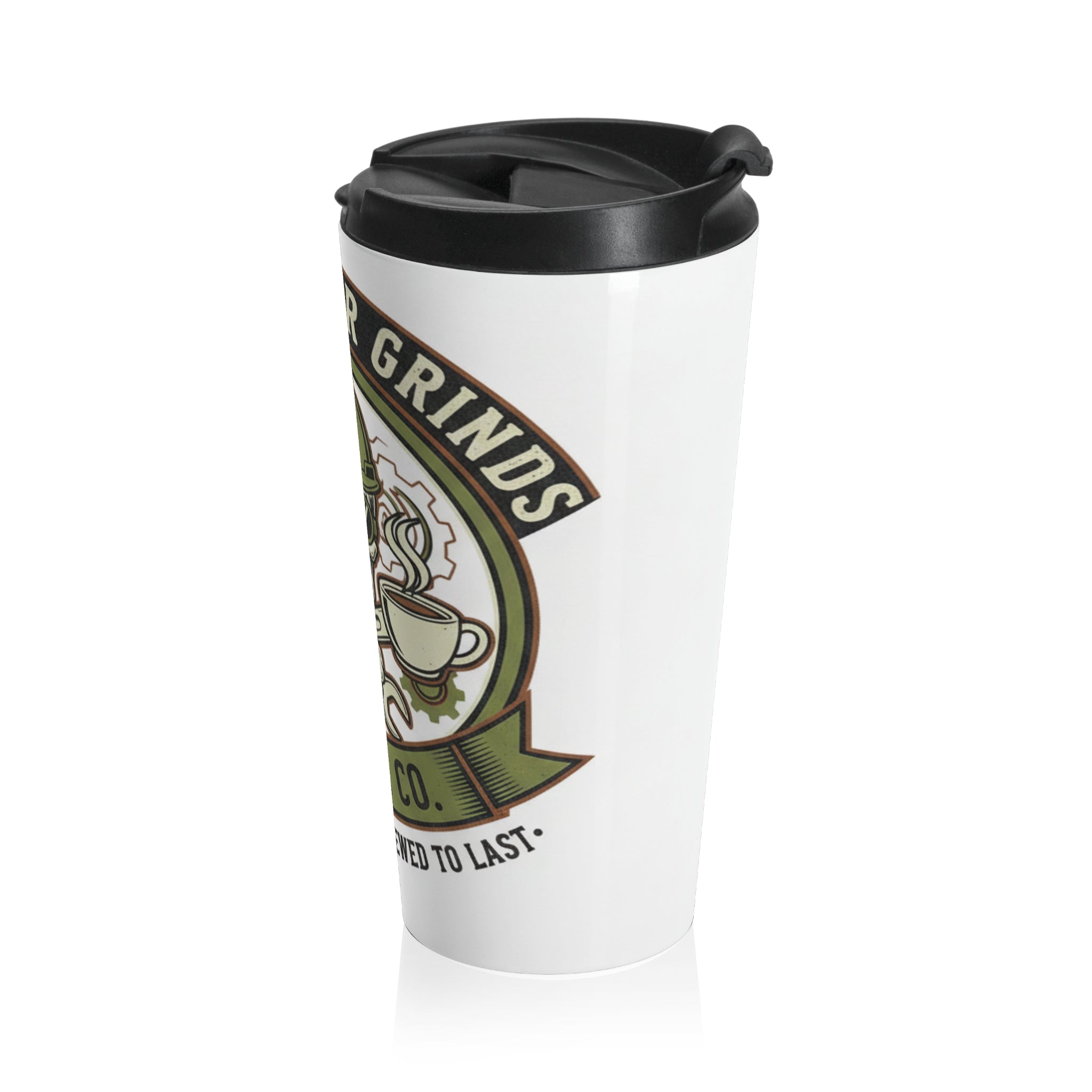 Blue Collar Grinds Coffee Co. Stainless Steel Travel Mug - Skull & Tools