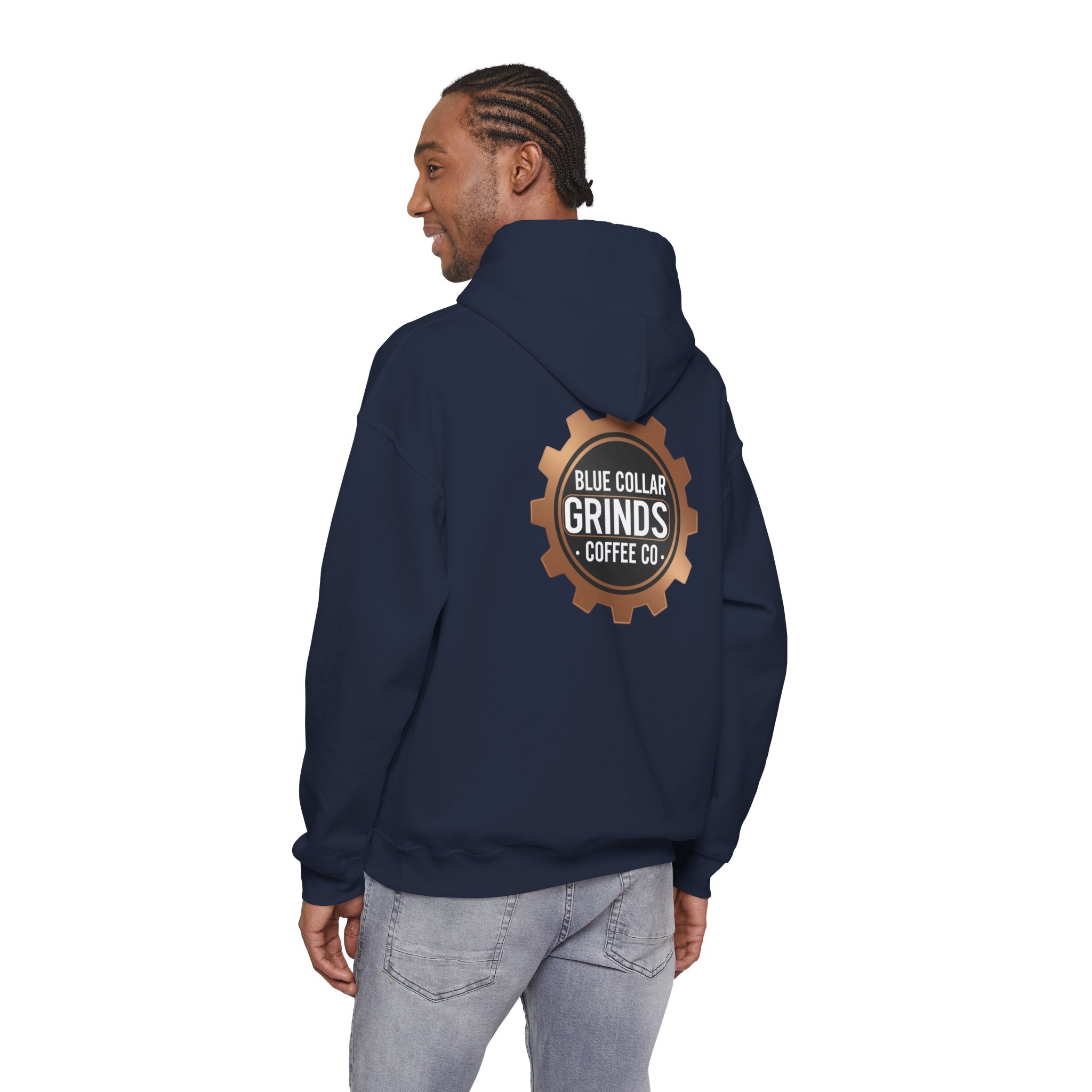 Blue Collar Grinds Coffee Co. Hoodie — Workwear Logo Pullover