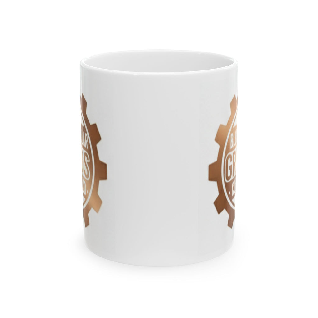 Blue Collar Grinds Coffee Co. Ceramic Mug — Rustic Gearhead (11oz, 15oz)