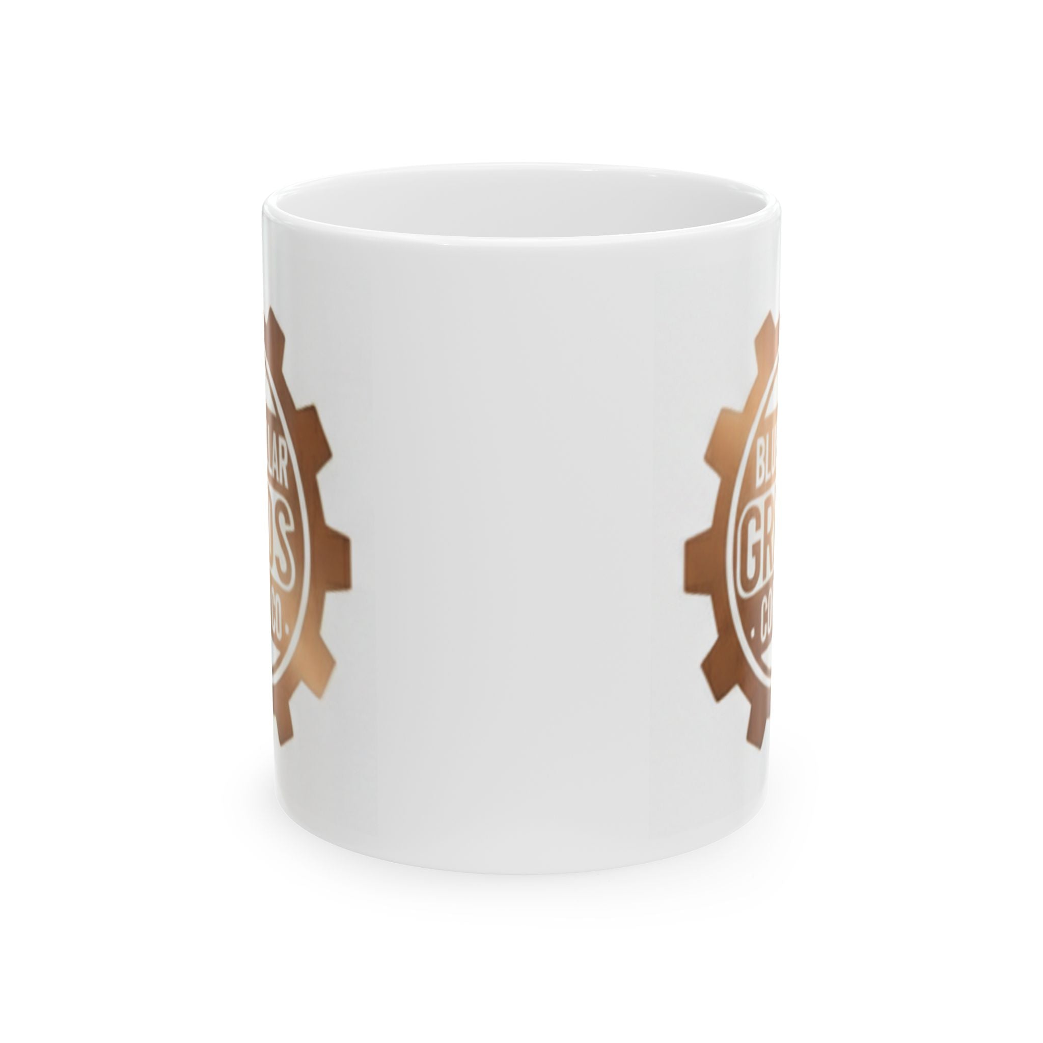 Blue Collar Grinds Coffee Co. Ceramic Mug — Rustic Gearhead (11oz, 15oz)