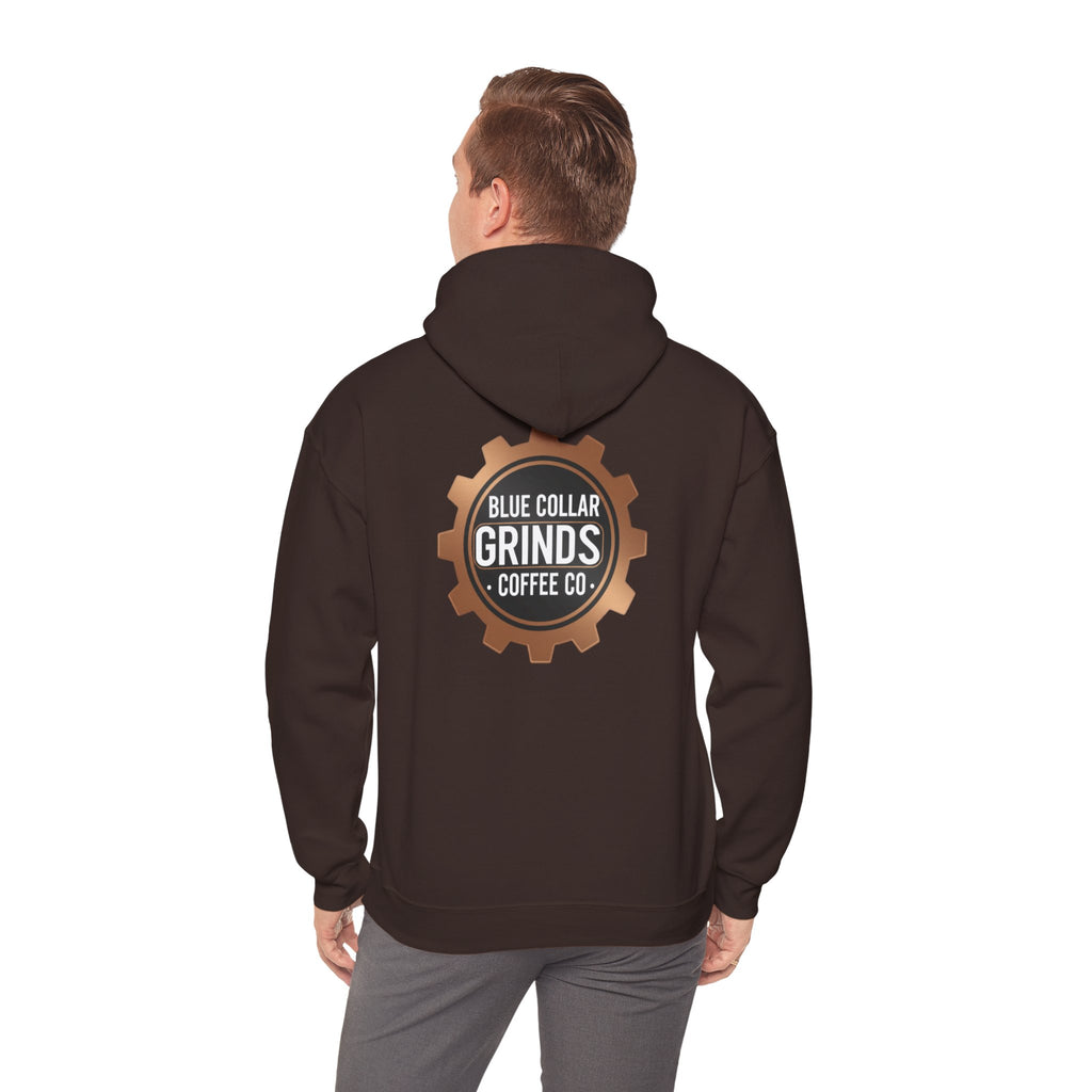 Blue Collar Grinds Coffee Co. Hoodie — Workwear Logo Pullover