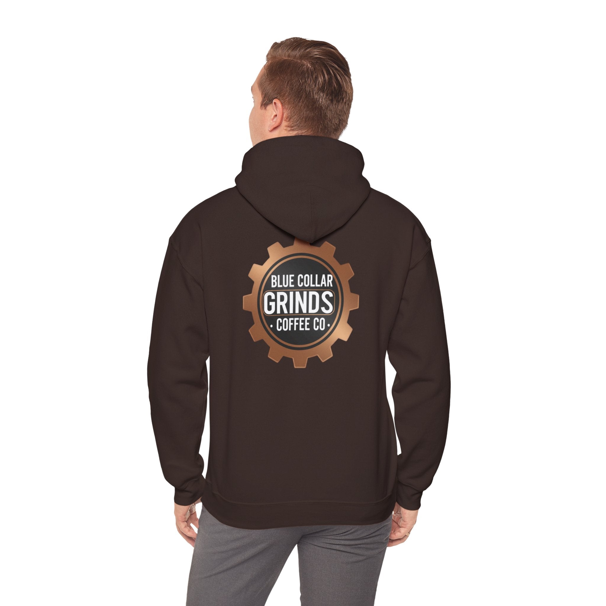 Blue Collar Grinds Coffee Co. Hoodie — Workwear Logo Pullover