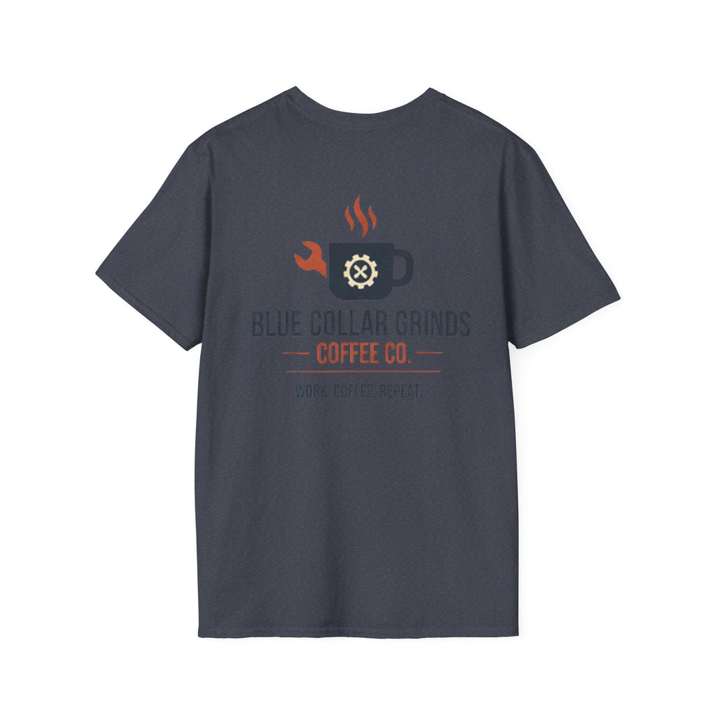 Blue Collar Grinds Coffee Co. T-Shirt — Work. Coffee. Repeat. Back Graphic Tee