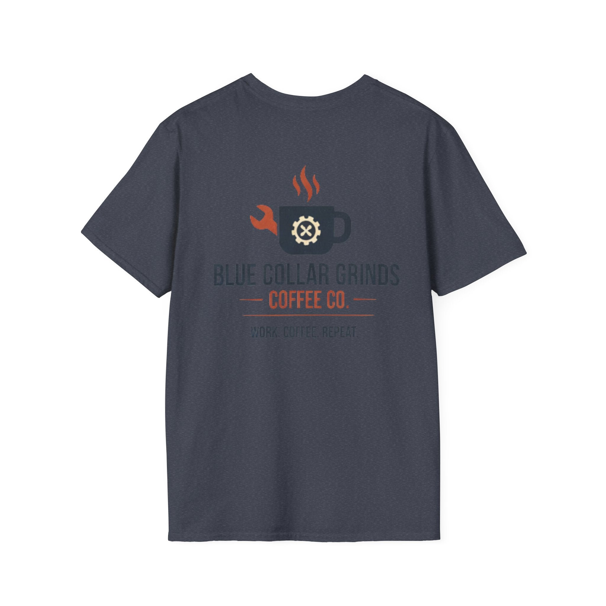 Blue Collar Grinds Coffee Co. T-Shirt — Work. Coffee. Repeat. Back Graphic Tee