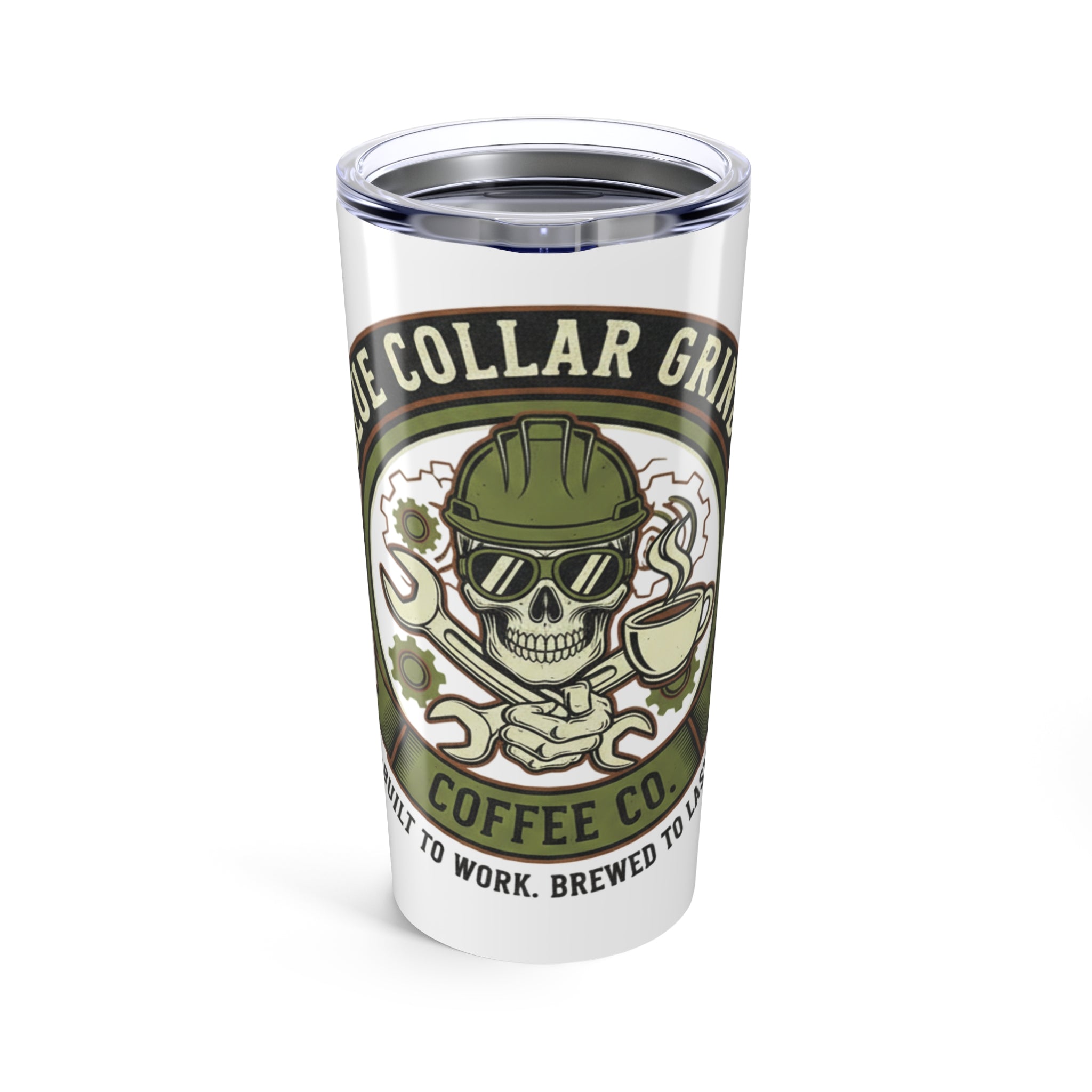 Blue Collar Grinds Coffee Co. 20oz. Insulated Travel Mug — Skull Logo