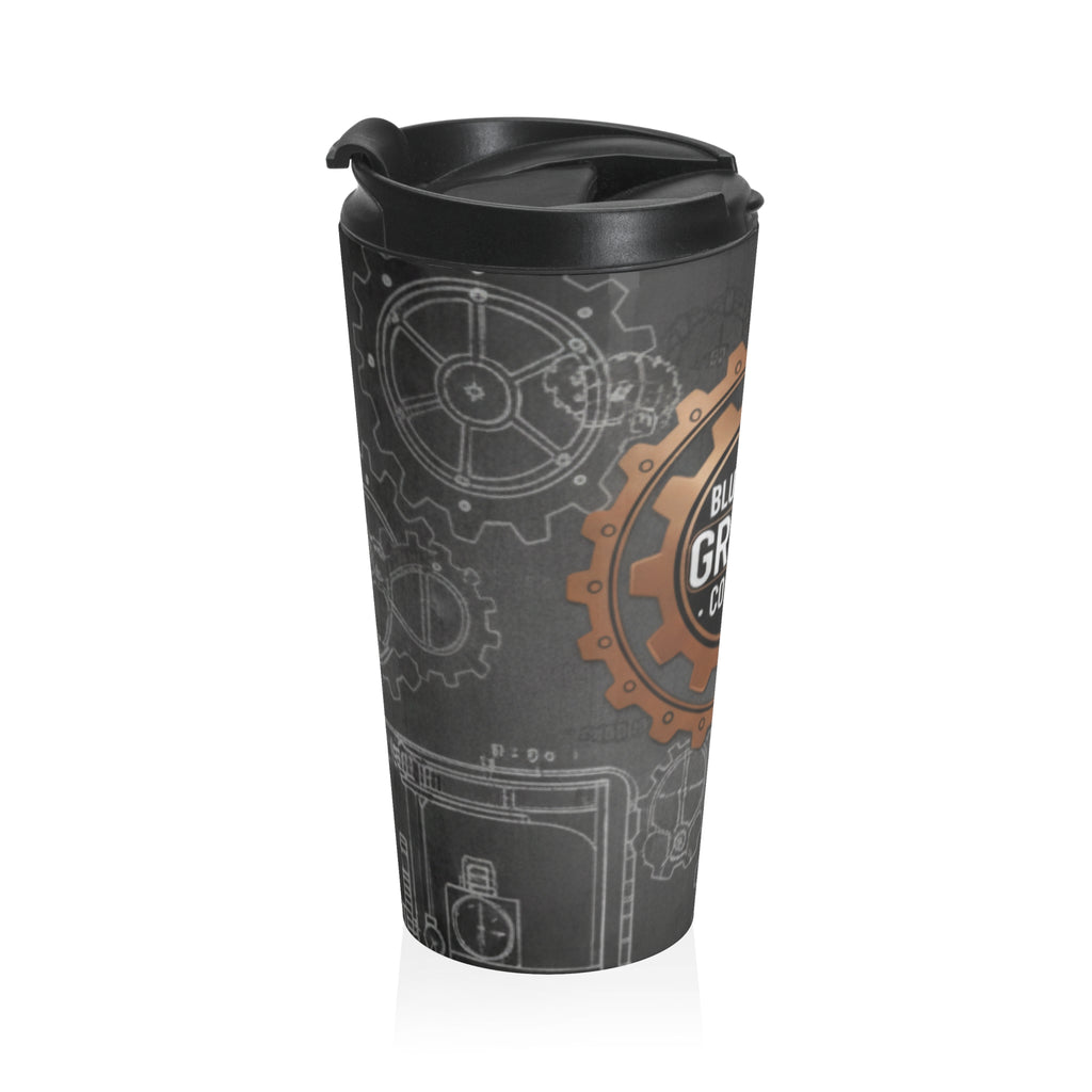 Blue Collar Grinds Coffee Co. Stainless Steel Travel Mug — Industrial Gear Design