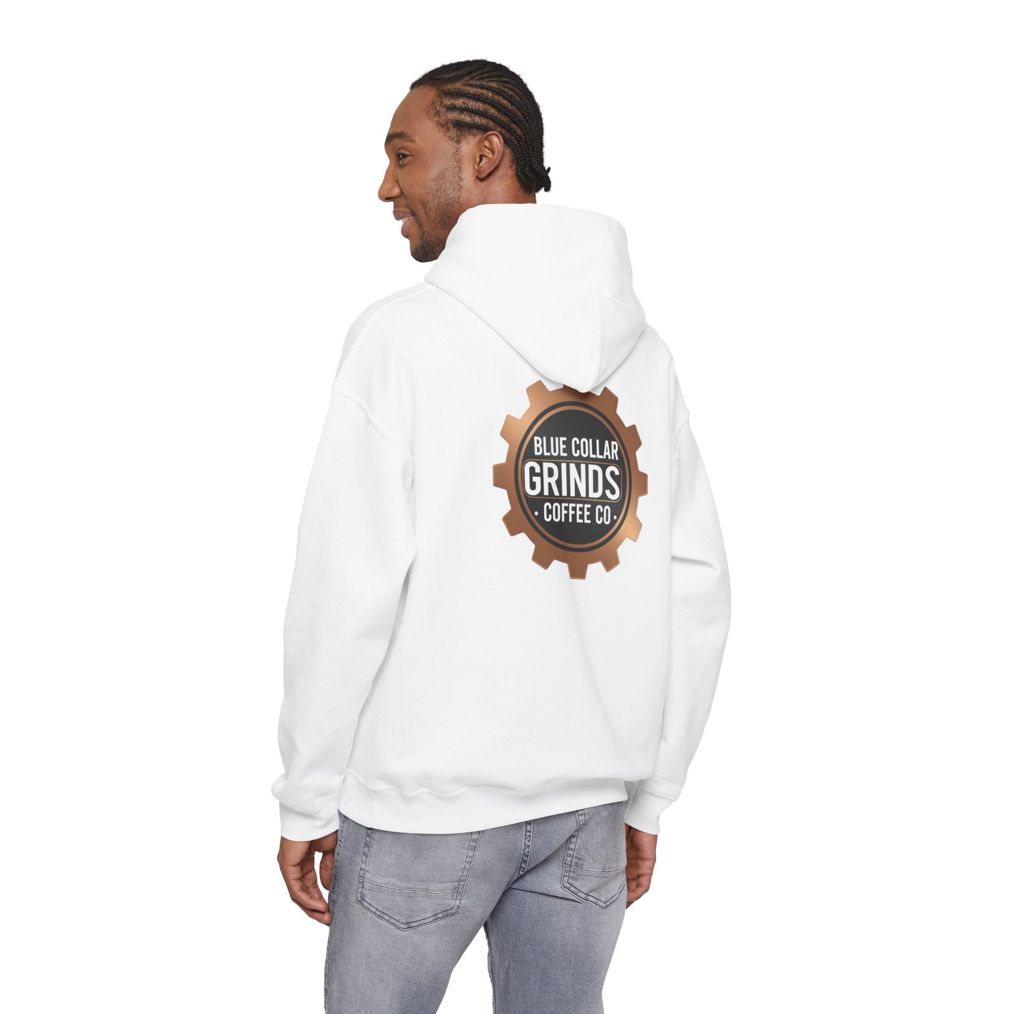 Blue Collar Grinds Coffee Co. Hoodie — Workwear Logo Pullover