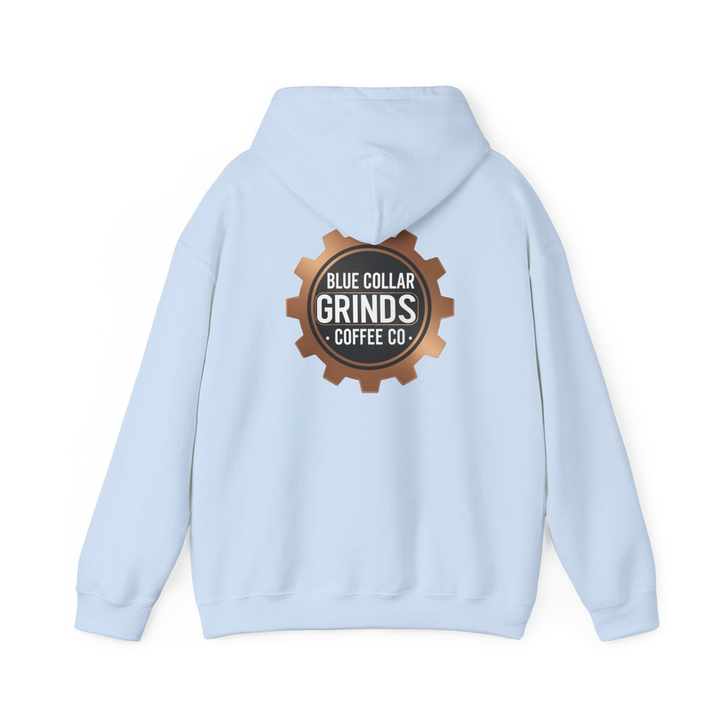 Blue Collar Grinds Coffee Co. Hoodie — Workwear Logo Pullover