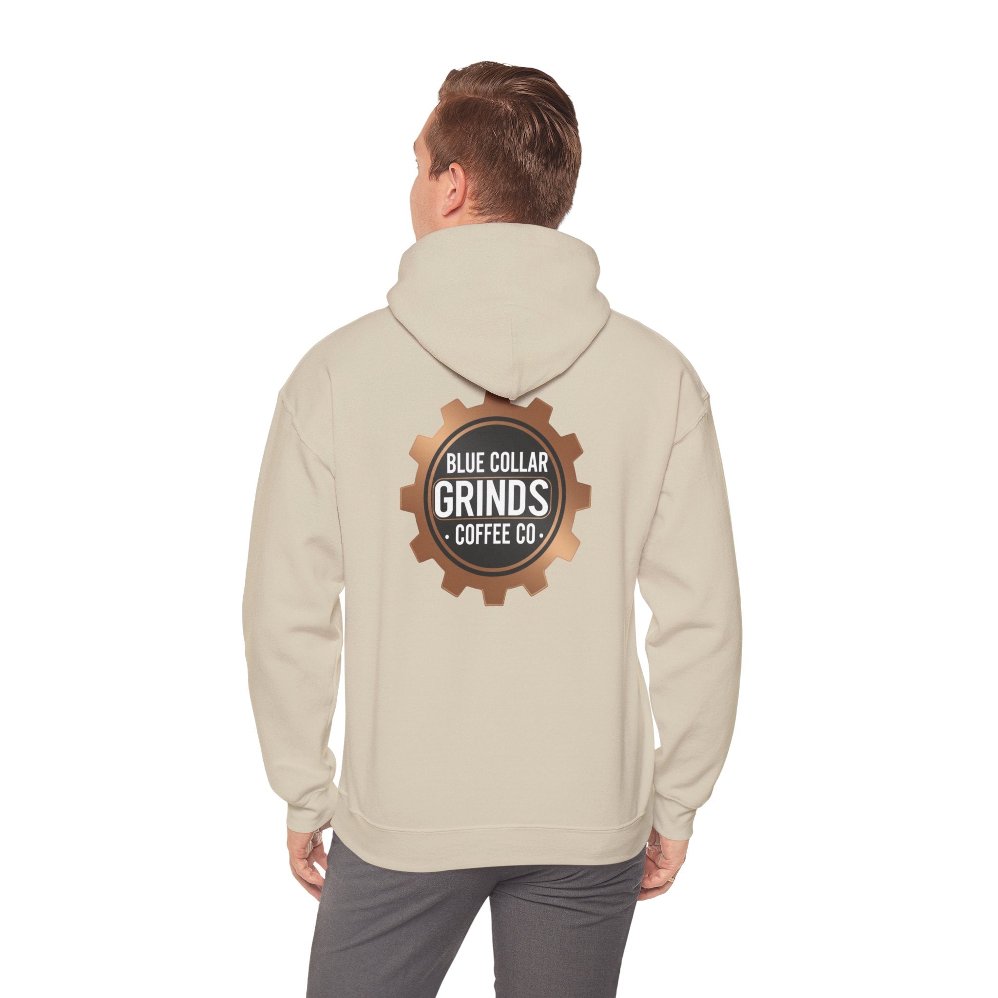 Blue Collar Grinds Coffee Co. Hoodie — Workwear Logo Pullover