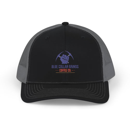 Blue Collar Grinds Coffee Co. Embroidered Trucker Cap — Workwear Snapback