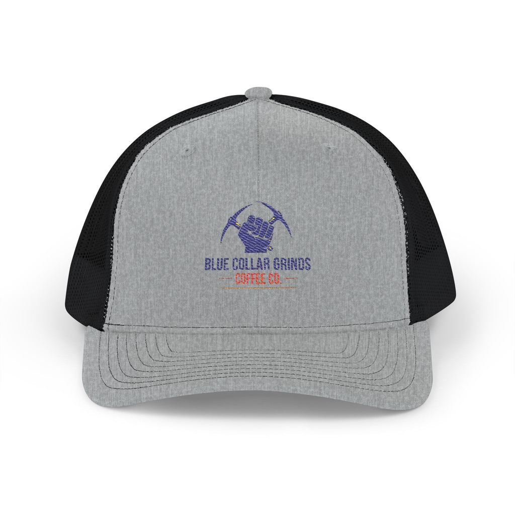 Blue Collar Grinds Coffee Co. Embroidered Trucker Cap — Workwear Snapback