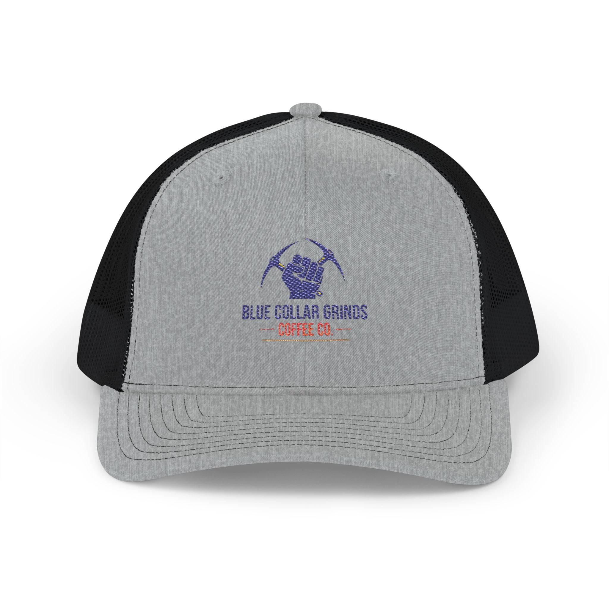 Blue Collar Grinds Coffee Co. Embroidered Trucker Cap — Workwear Snapback