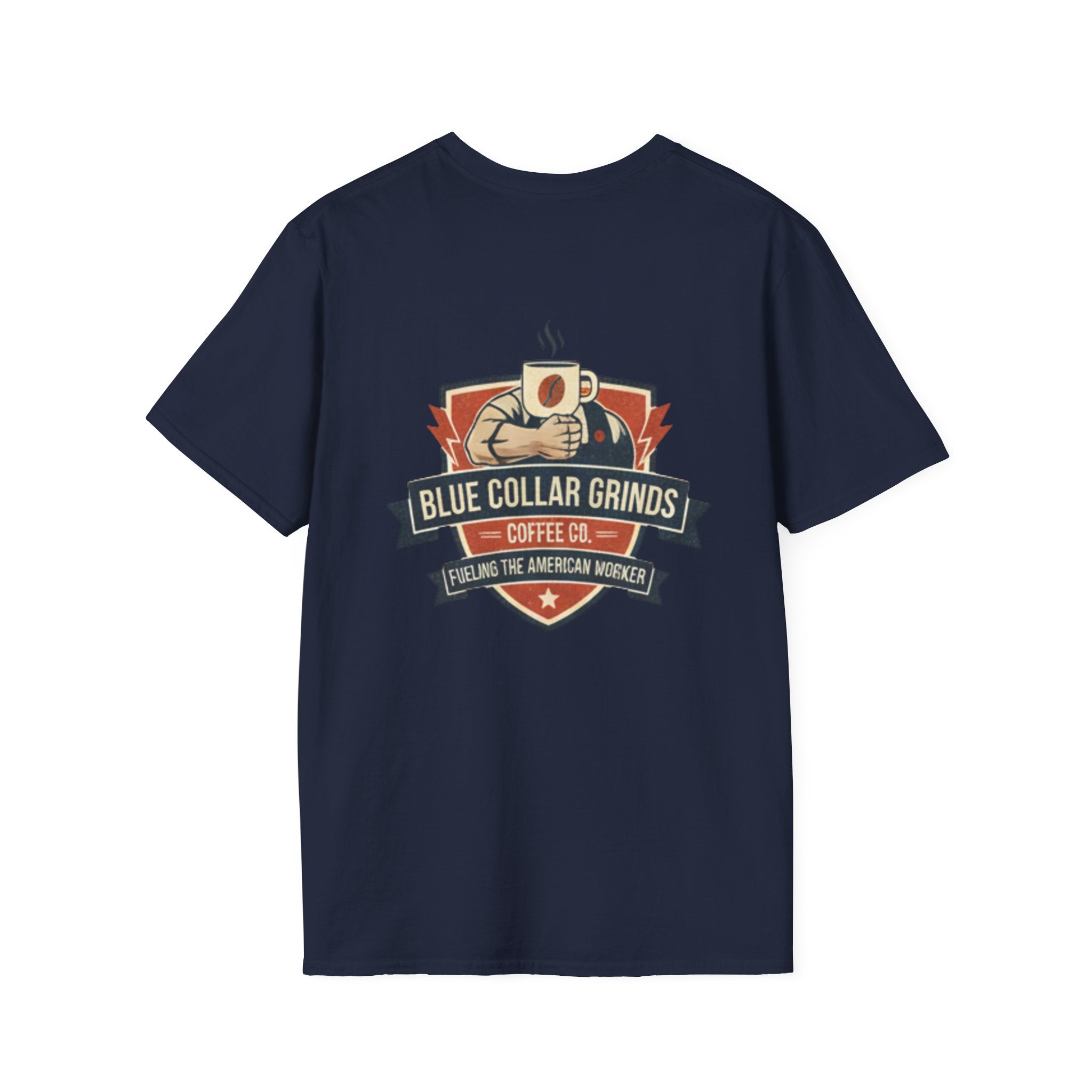 Blue Collar Grinds Coffee Co. T-Shirt — Vintage Worker's Coffee Graphic Tee