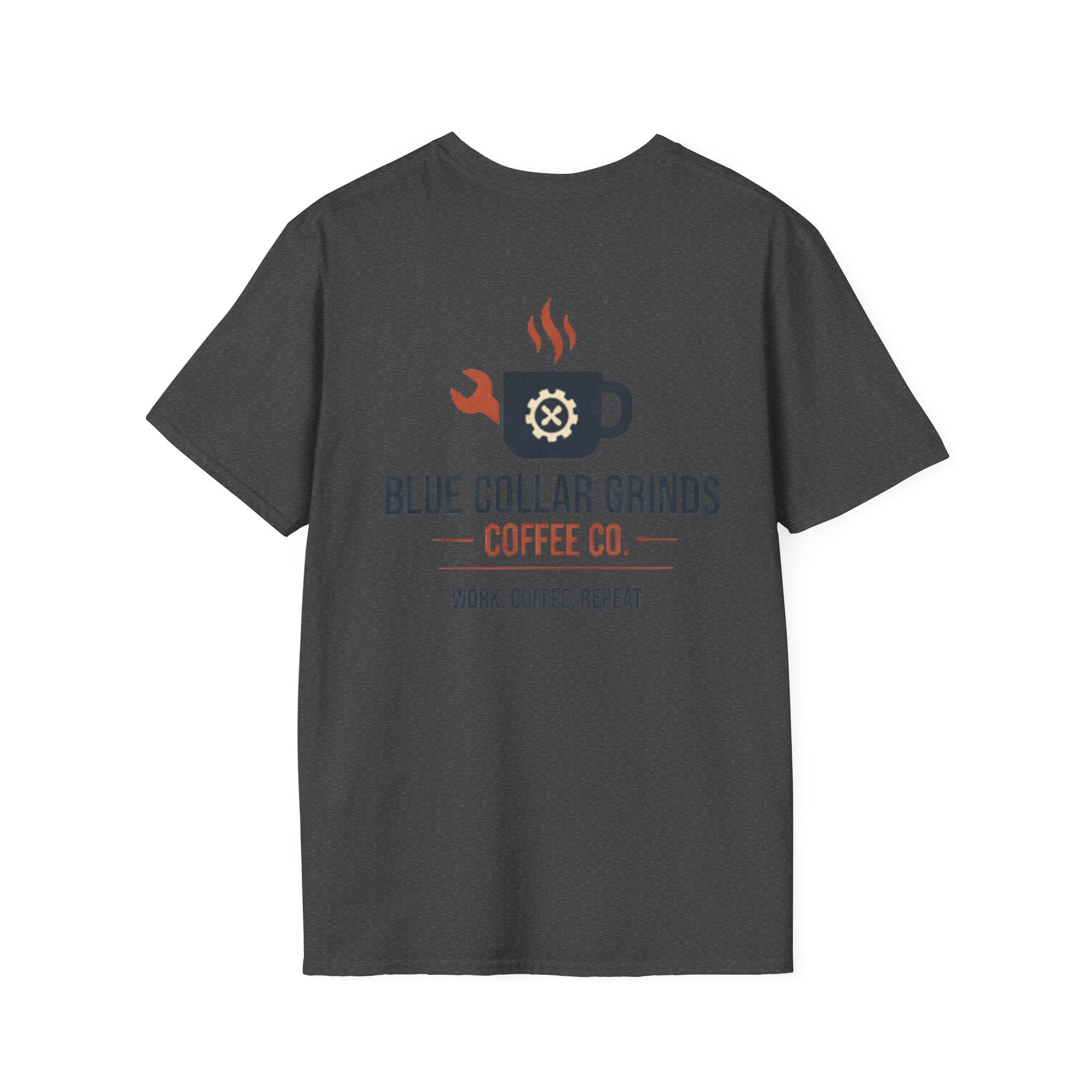 Blue Collar Grinds Coffee Co. T-Shirt — Work. Coffee. Repeat. Back Graphic Tee