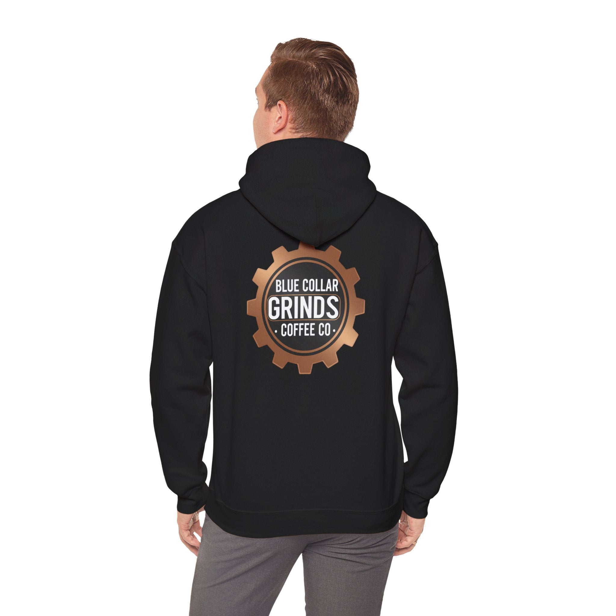 Blue Collar Grinds Coffee Co. Hoodie — Workwear Logo Pullover