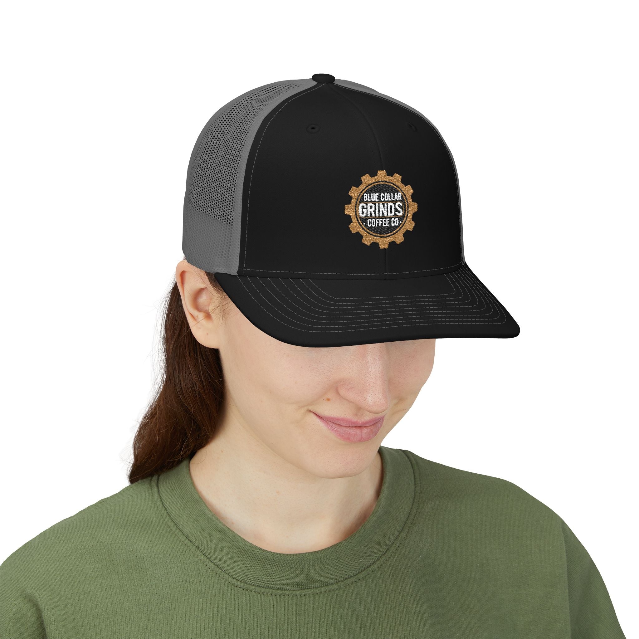 Blue Collar Grinds Coffee Co. Embroidered Trucker Cap — Gear Patch