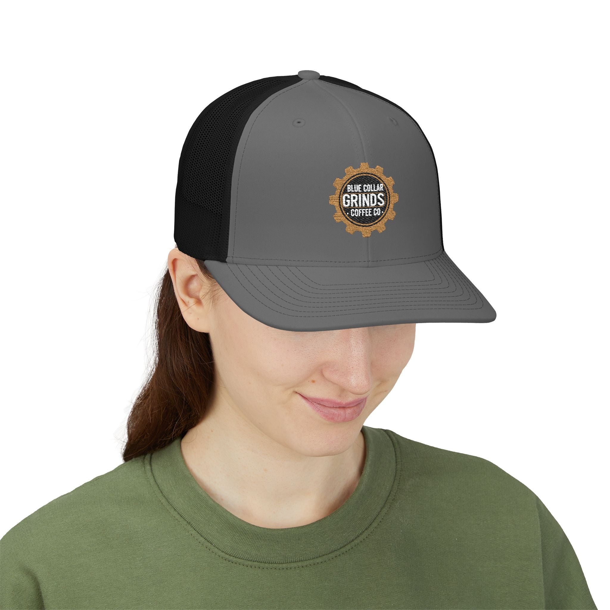 Blue Collar Grinds Coffee Co. Embroidered Trucker Cap — Gear Patch