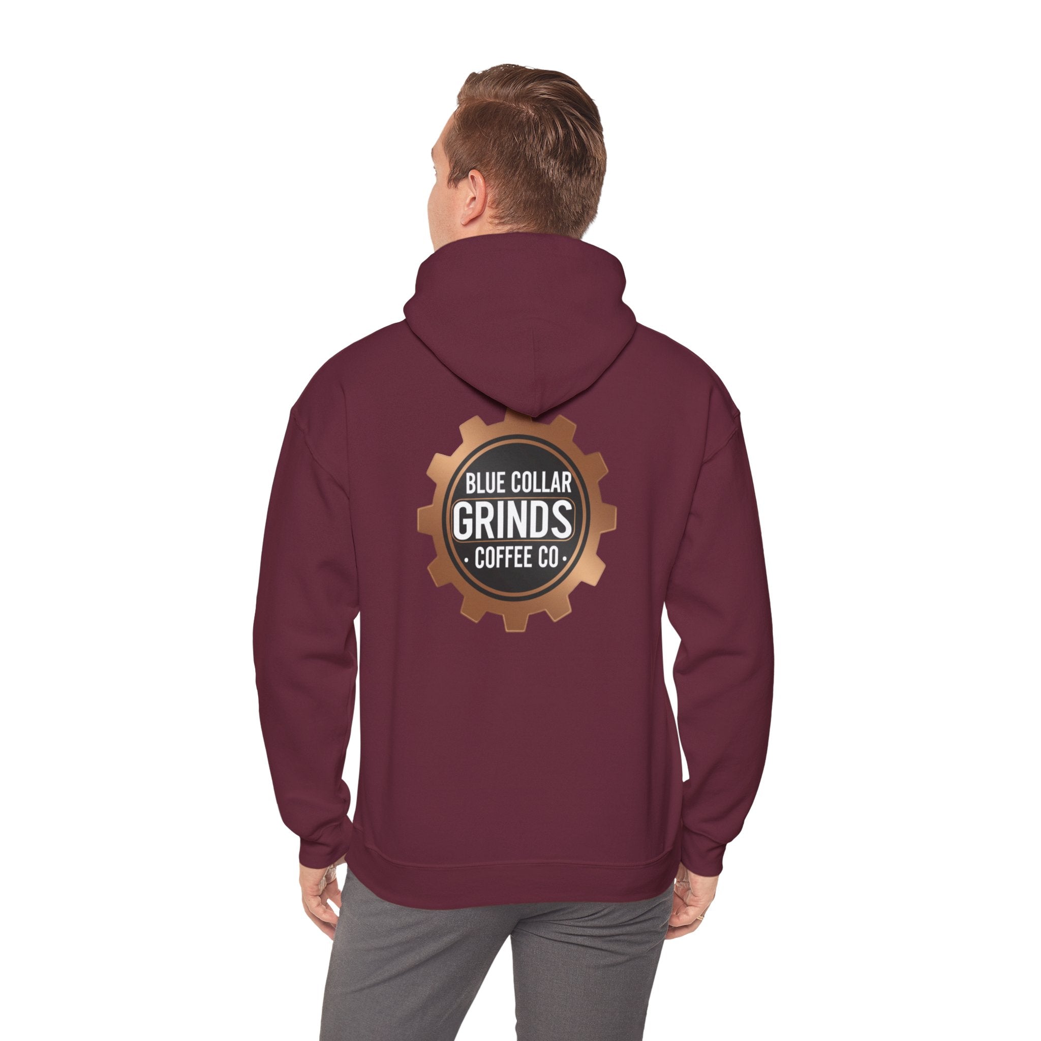 Blue Collar Grinds Coffee Co. Hoodie — Workwear Logo Pullover