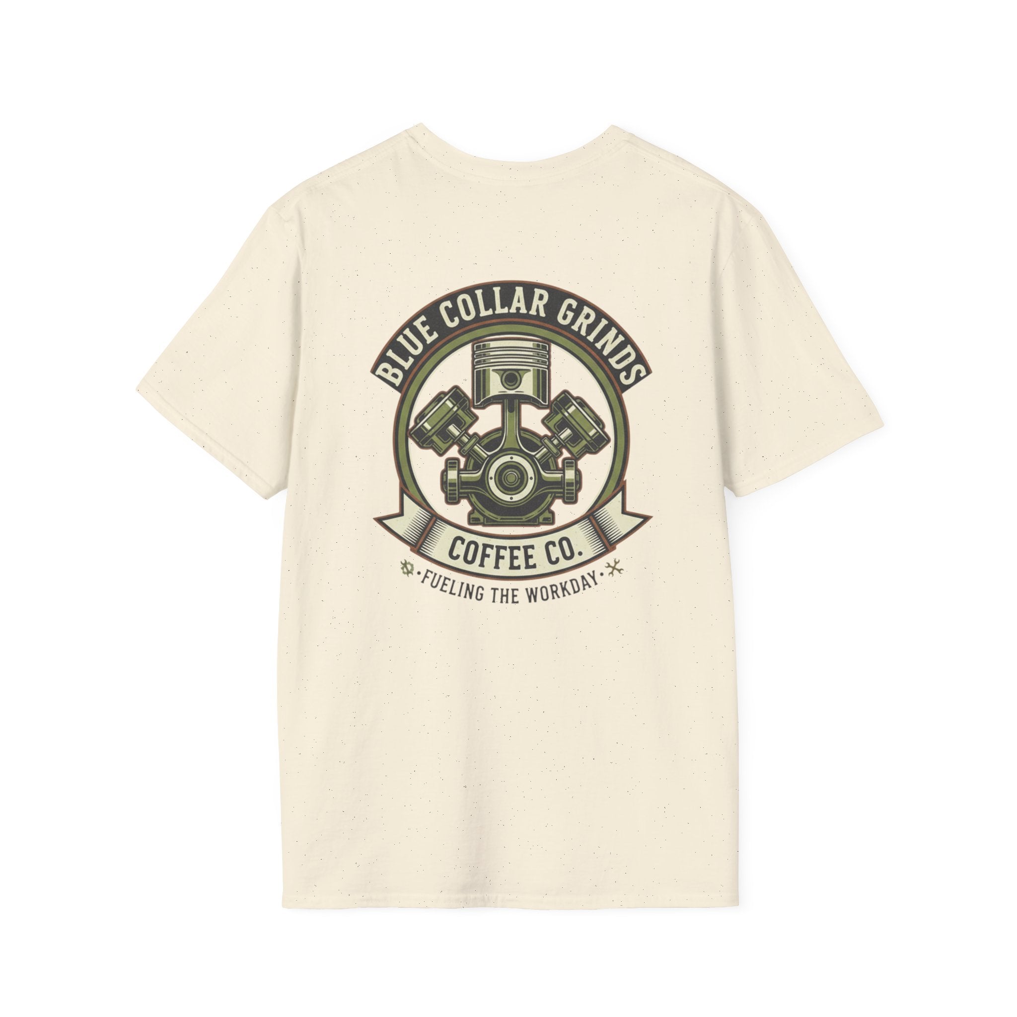 Blue Collar Grinds Coffee Co. T-Shirt — 'Fueling the Workday' Vintage Mechanic Logo