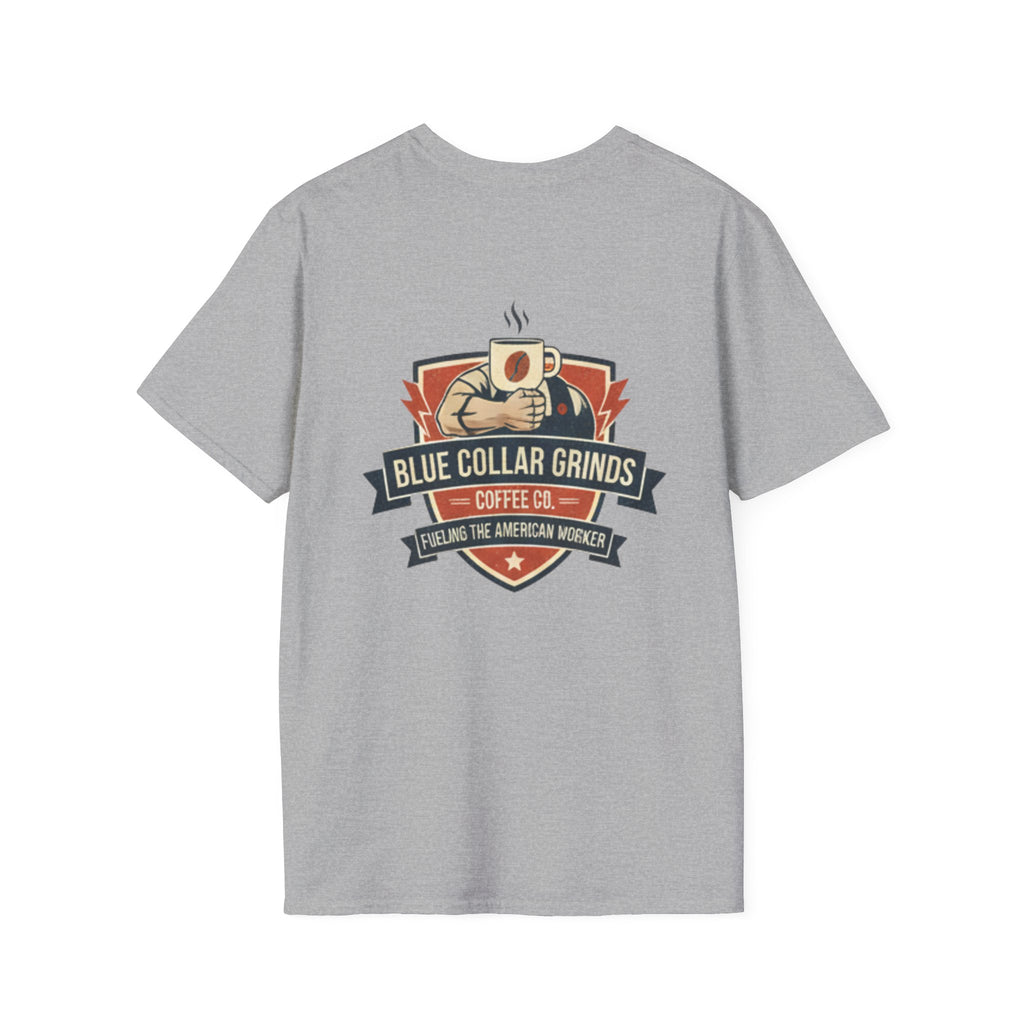Blue Collar Grinds Coffee Co. T-Shirt — Vintage Worker's Coffee Graphic Tee