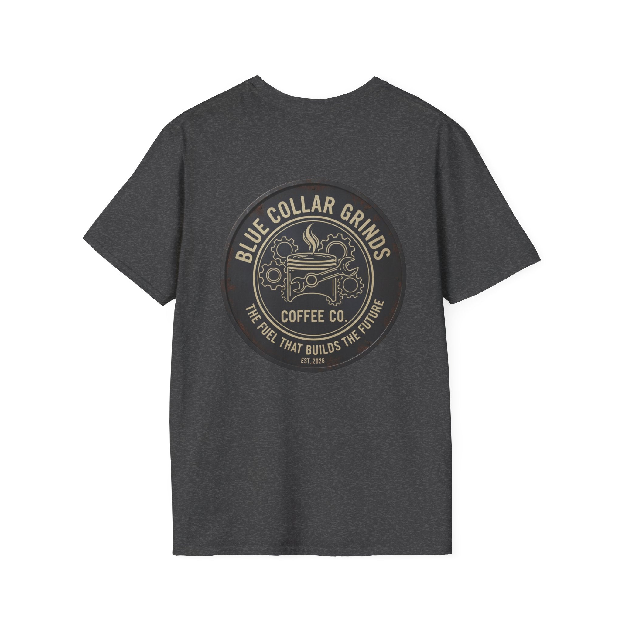 Blue Collar Grinds Coffee Co. T-Shirt — Vintage Workwear Coffee Logo Tee