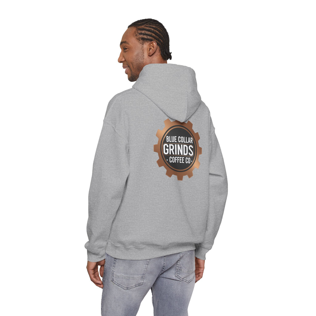 Blue Collar Grinds Coffee Co. Hoodie — Workwear Logo Pullover