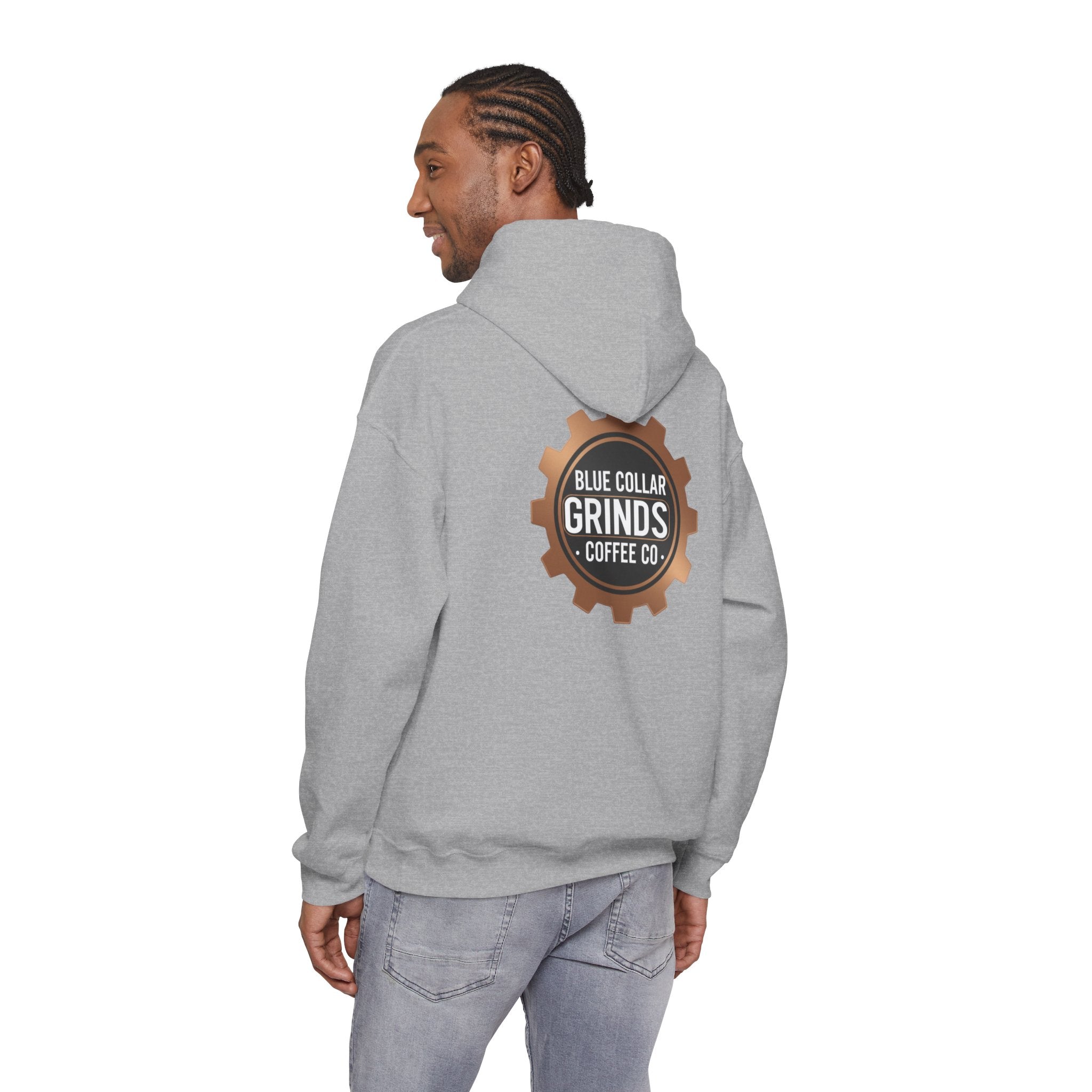 Blue Collar Grinds Coffee Co. Hoodie — Workwear Logo Pullover