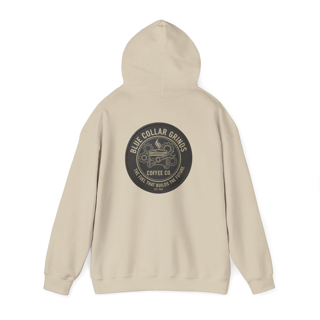 Blue Collar Grinds Coffee Co. Hoodie — Retro Logo Pullover