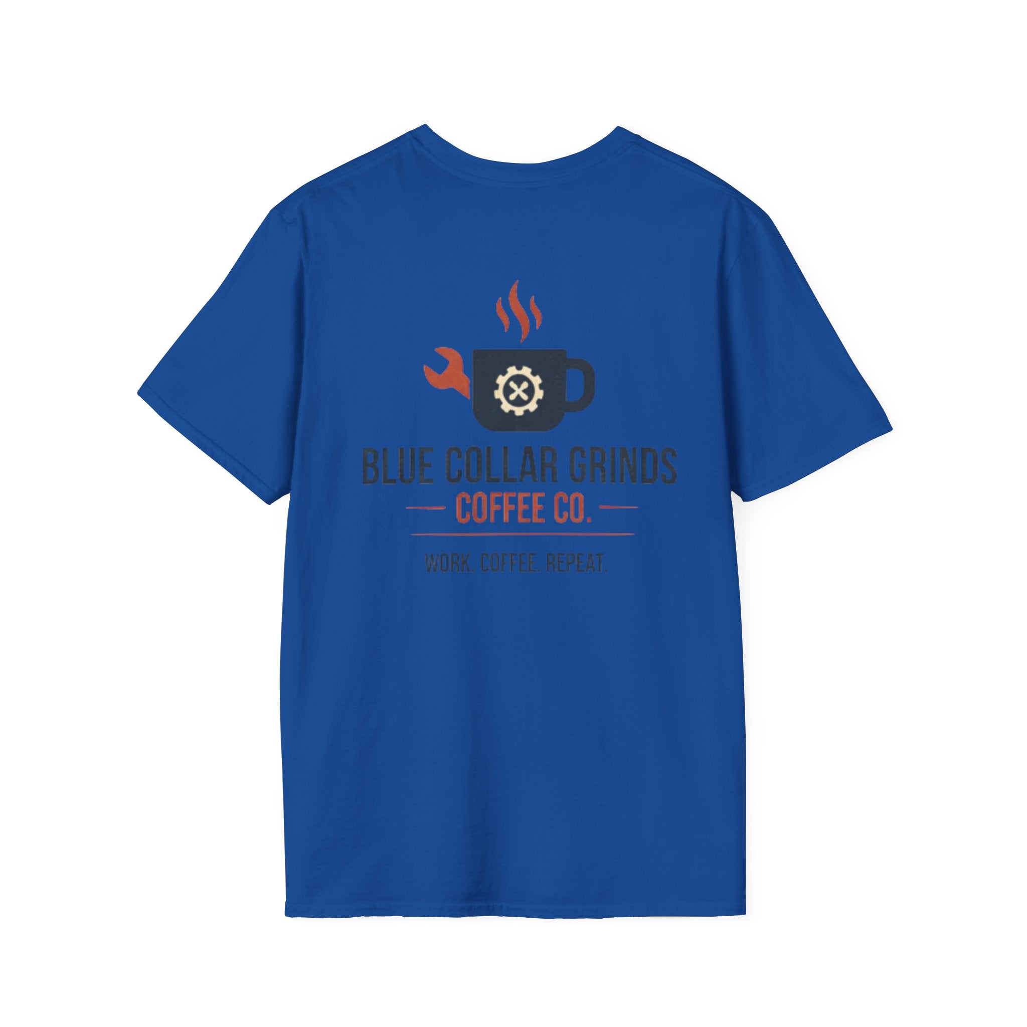 Blue Collar Grinds Coffee Co. T-Shirt — Work. Coffee. Repeat. Back Graphic Tee