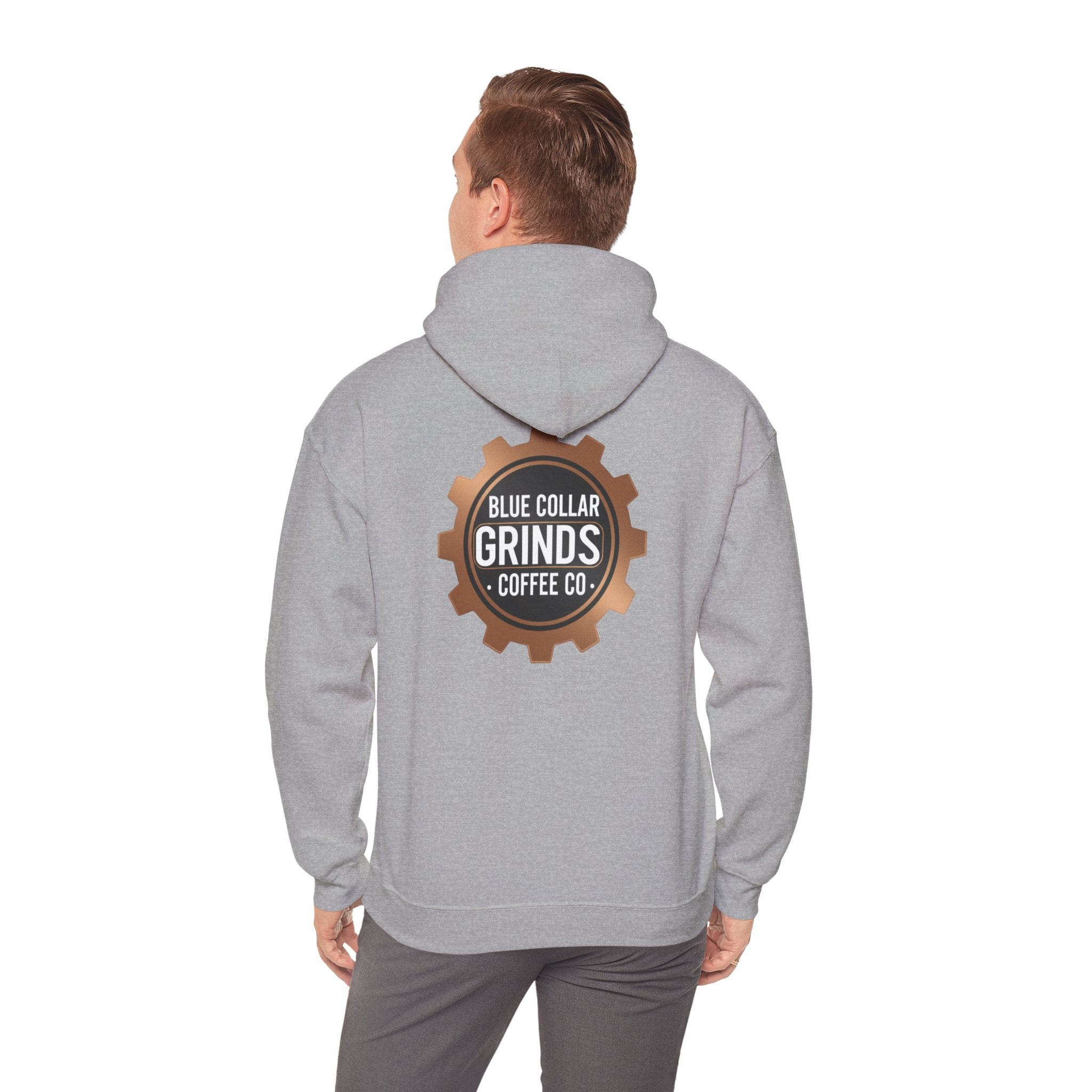 Blue Collar Grinds Coffee Co. Hoodie — Workwear Logo Pullover