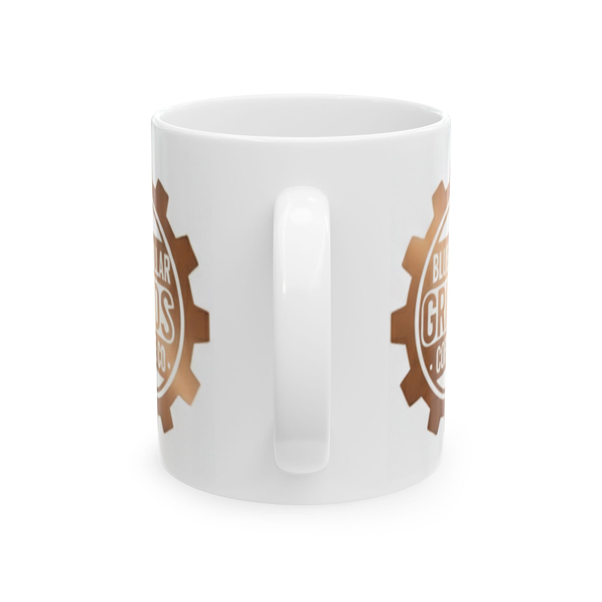 Blue Collar Grinds Coffee Co. Ceramic Mug — Rustic Gearhead (11oz, 15oz)