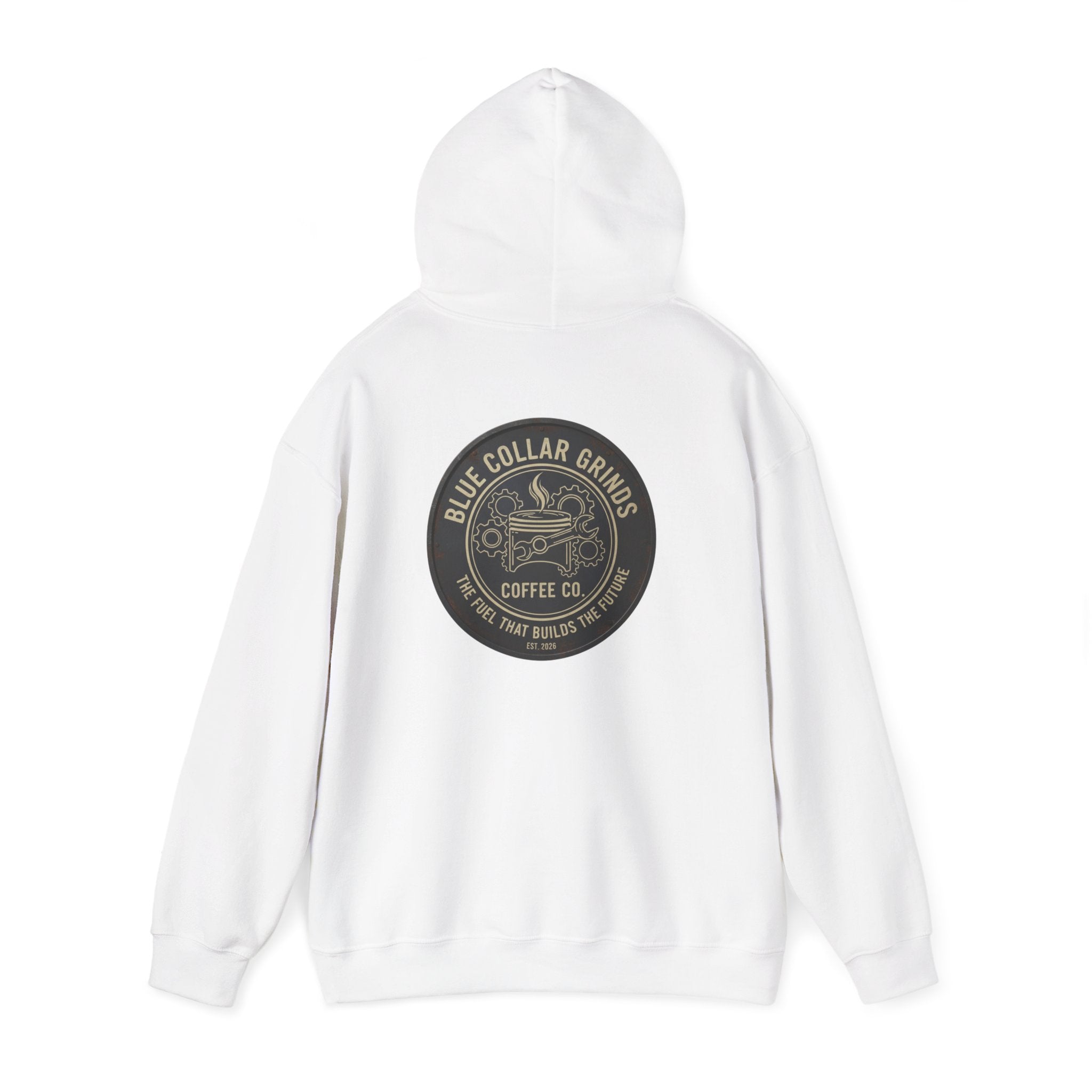 Blue Collar Grinds Coffee Co. Hoodie — Retro Logo Pullover
